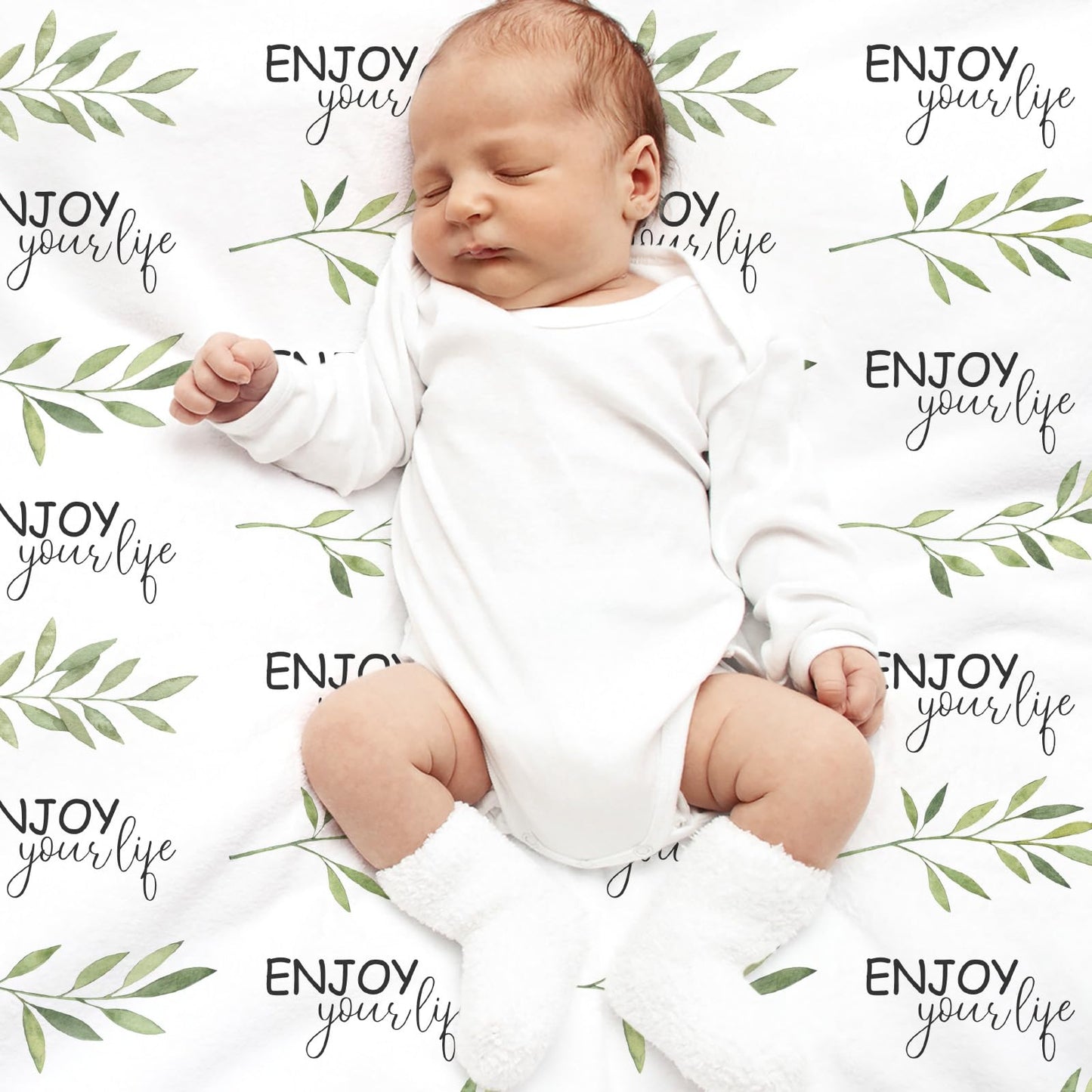 CIVARUA KIDS Baby Blankets for Unisex Boys Girls, Soft Breathable Front Dotted Fleece Backing, Printed Bed Nursery Minky Blankets for Toddler Newborn, Greenery, 30 x 40 inches