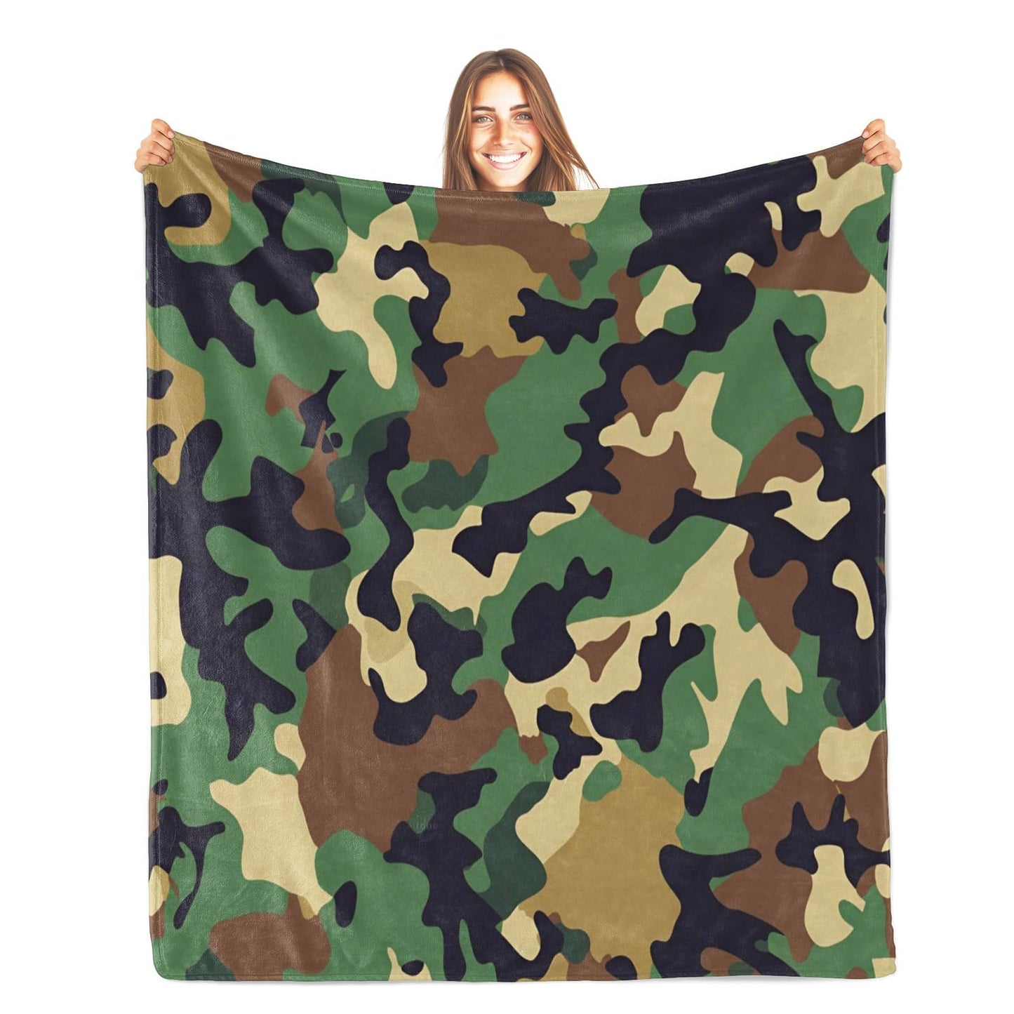 PAOABIU Camouflage Throw Blanket Army Green Blankets for Couch Bed Sofa Camouflage Green Blankets and Throws - Super Soft Cozy Fuzzy Plush Flannel Blanket & Gifts