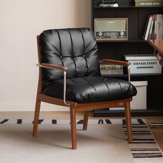 YESWOOD Solid Wood Armchair, Home Office Chair Mid-Century Bauhaus Soft Padded, Accent Chair for Office, Study, Living Room