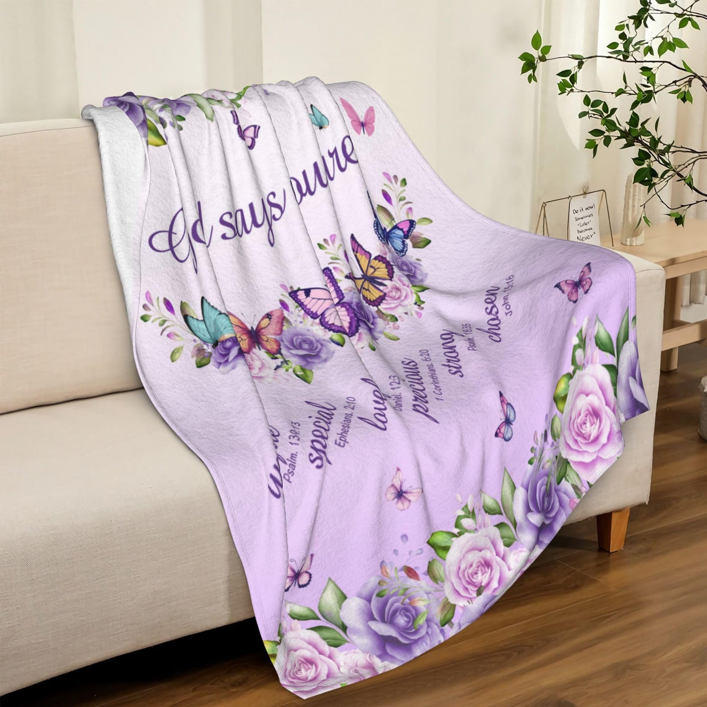 AICLIV Christian Butterfly Blanket Gifts for Women 60"X 50", Christian Gifts for Women Faith, Inspirational Bible Religious Gifts for Women Female, Warm Cozy Fleece Butterfly Throw Blankets