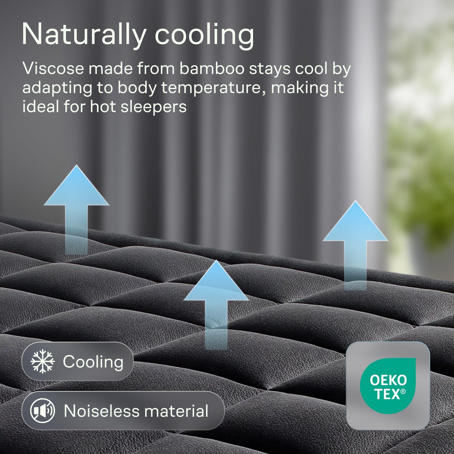 Niagara Sleep Solution Ultra Soft Full Size Mattress Topper - Rayon Derived from Bamboo Pillow Top Mattress Pad for Back Pain Relief - Naturally Cooling for Hot Sleepers, Black