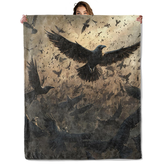 Raven Gothic Blanket 50X60 in, Flannel Throw Blankets for Travel Camping Sofa Living Room Decor, Lightweight Cozy Soft Fuzzy Gifts for Women Adults Kids