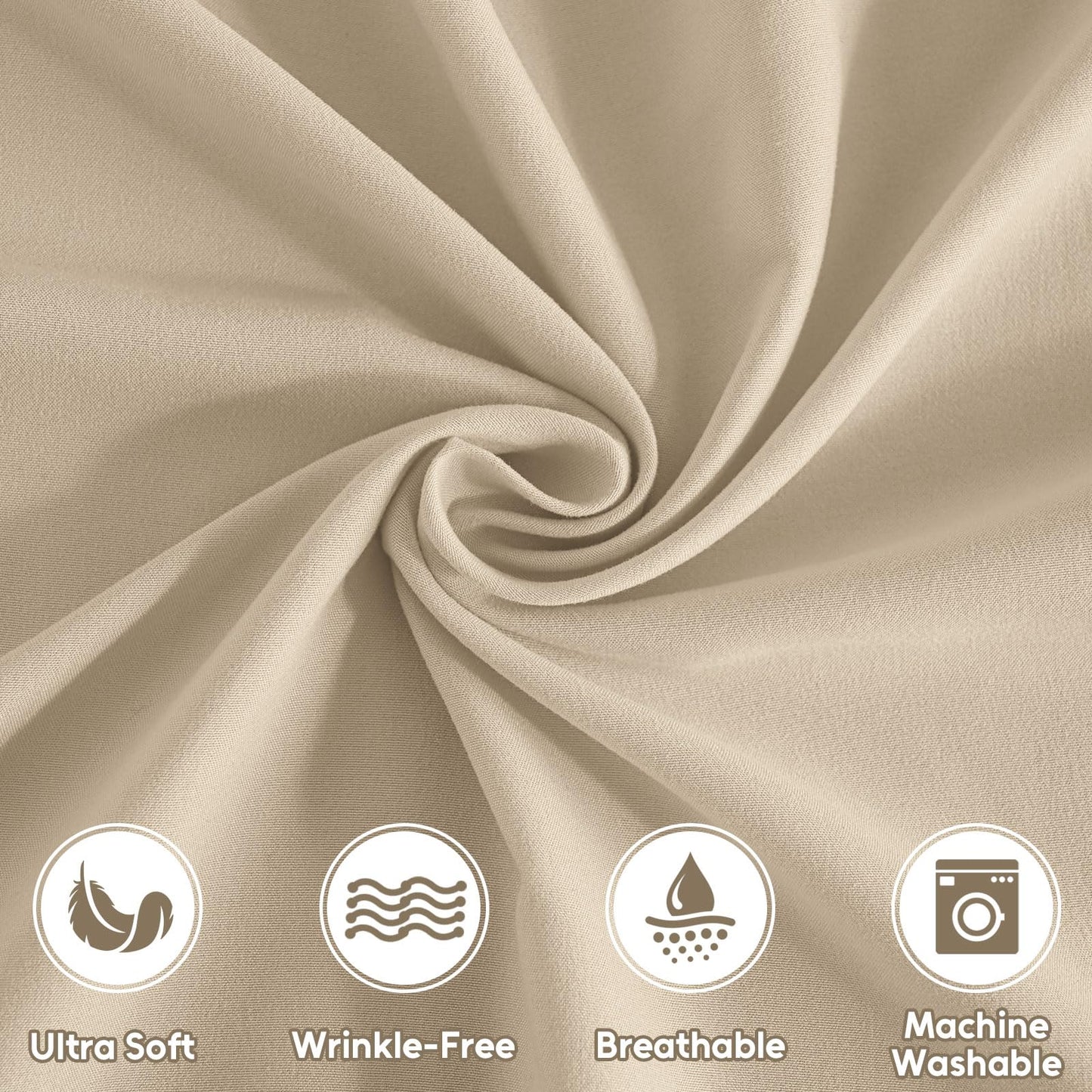 Swiftify Twin Sheets Set, 3 Pieces Hotel Luxury Soft Microfiber Bed Sheets Set, Up to 16" Deep Pockets, Oeko-Tex Sheets with Elastic, Breathable, Wrinkle Free (Beige, Twin)
