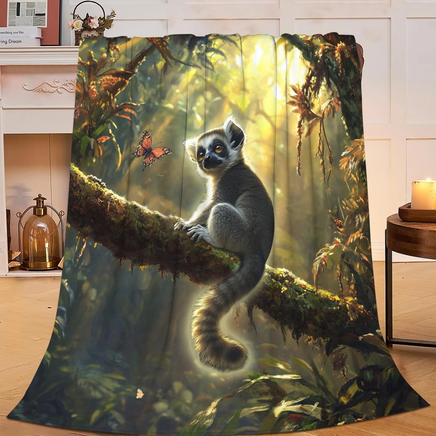 Baegopa Lemur Blanket Lemurs Lovers Gifts Cozy Plush Rainforest Animal Throw Blankets Fuzzy Flannel Fleece for Girls Boys Women Men 50"X40"