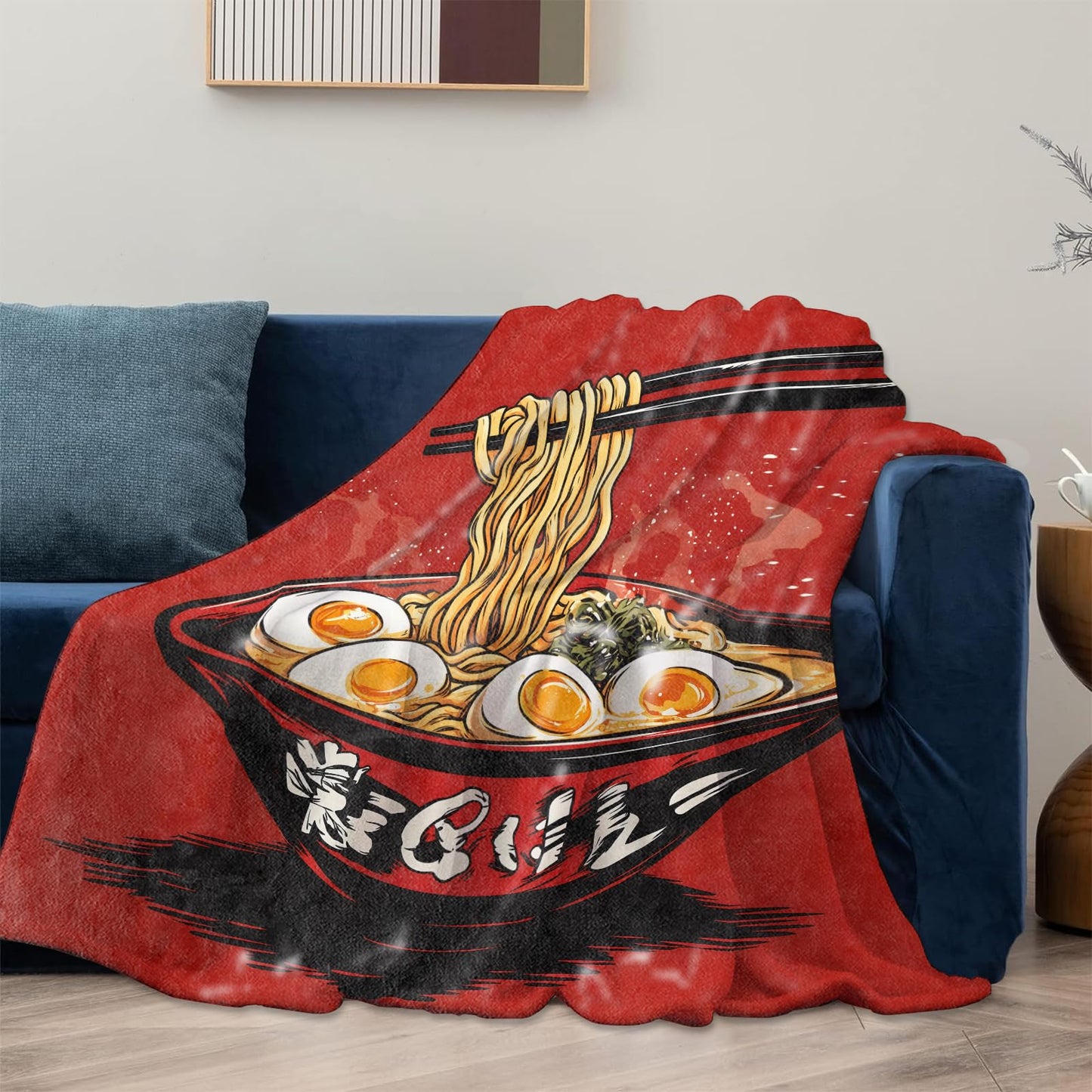Mounidso Japanese Ramen Blanket, Food-Themed Flannel Blanket Gifts for Women, Soft Warm Lightweight Blankets for Living Room Home Travel Decor 50" x 60"