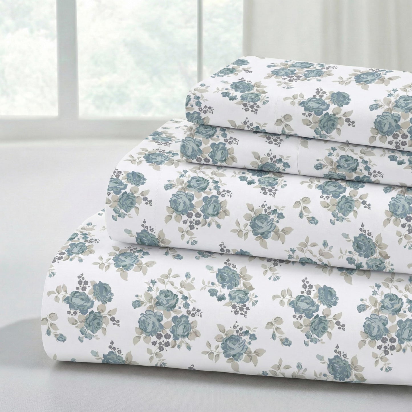Modern Threads Printed 3-Piece Extra Soft Bedding Sheets & Pillowcase Set, Deep Pocket up to 16 inch Mattress Forever Roses Twin