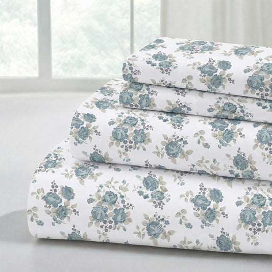 Modern Threads Printed 3-Piece Extra Soft Bedding Sheets & Pillowcase Set, Deep Pocket up to 16 inch Mattress Forever Roses Twin