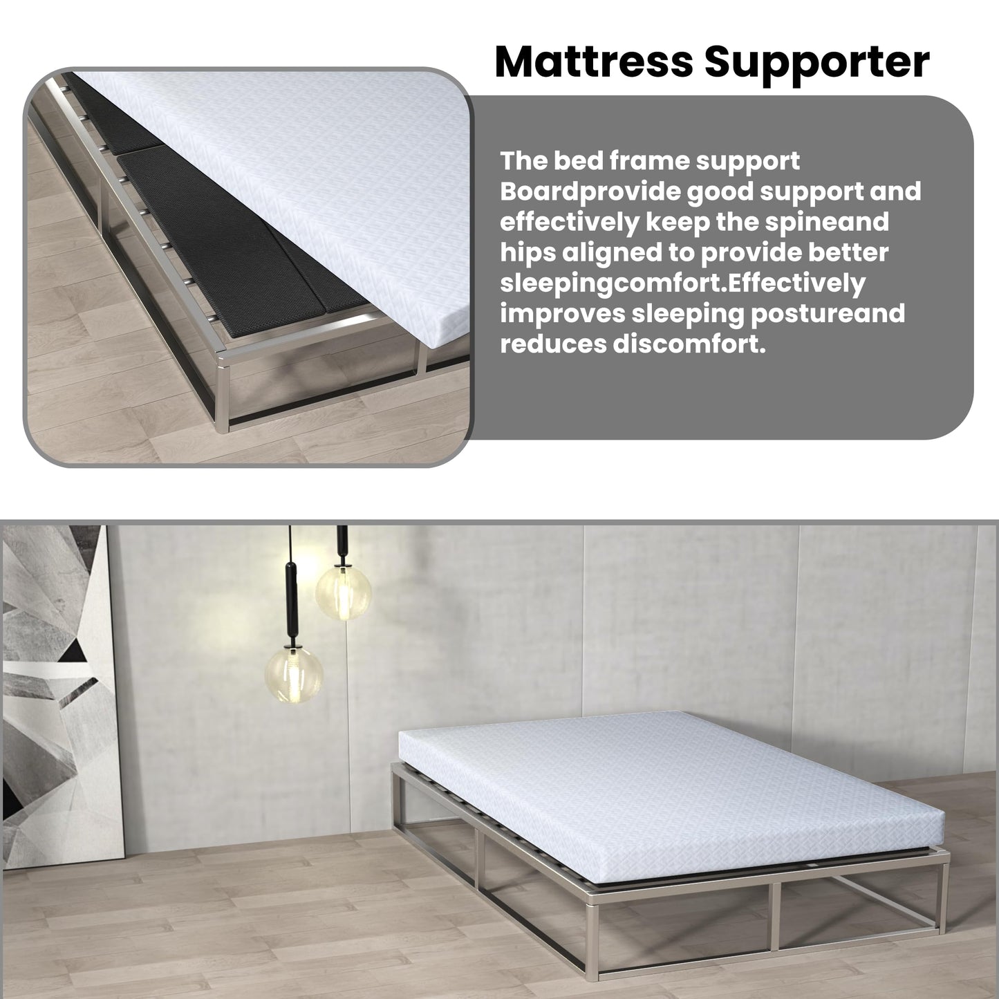 Irrical Light and Thin Bunkie Board Queen Size 57.5x80'', Large Double Bed 10MM, Bed Support Flat Noodles,Light and Thin, Breathable, Noise Minimizing