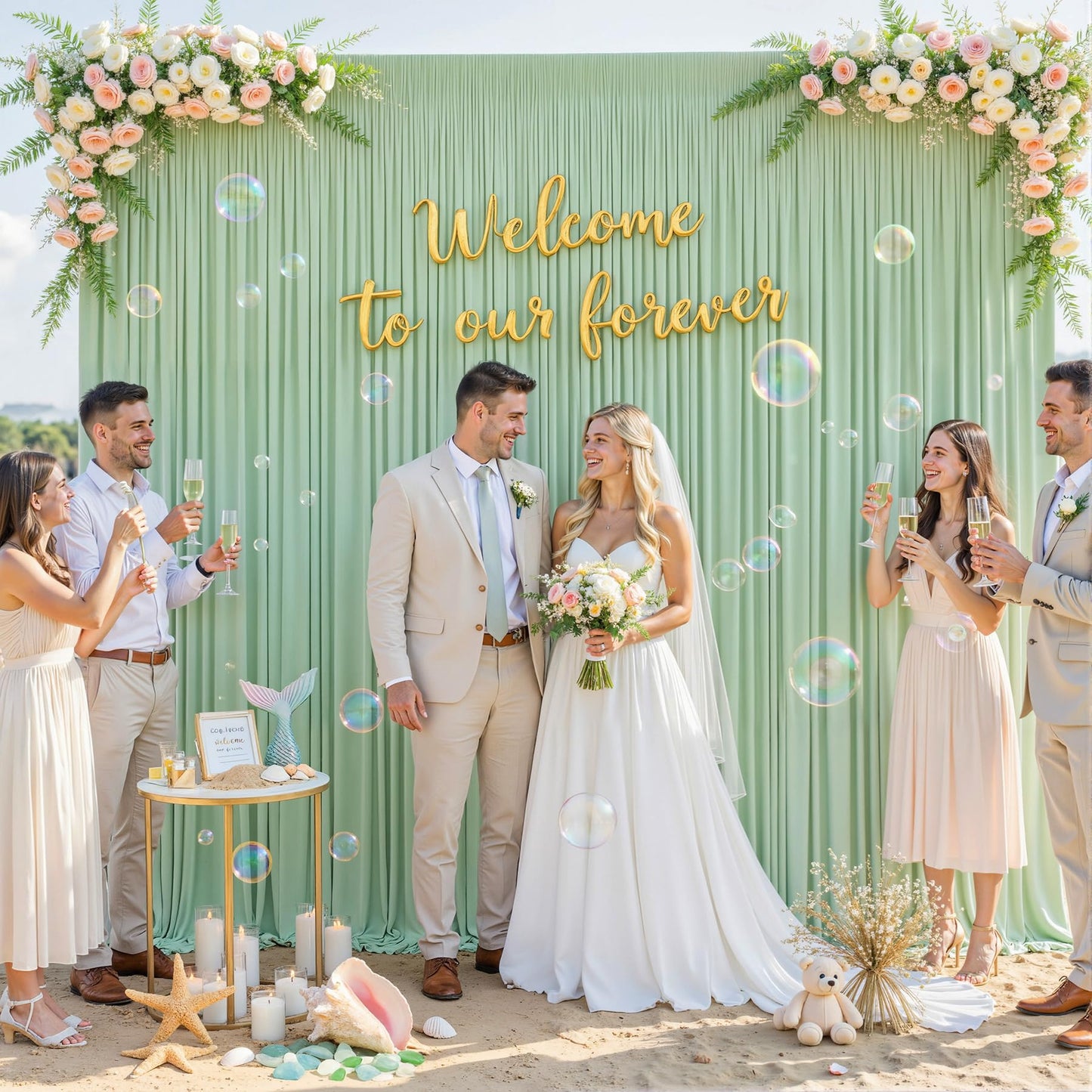 Sage Green Backdrop Curtain for Parties Wrinkle Free Dark Green Photo Curtains Backdrop Drapes Fabric Decoration for Baby Shower Birthday Party Photography 5ft x 7ft,2 Panels