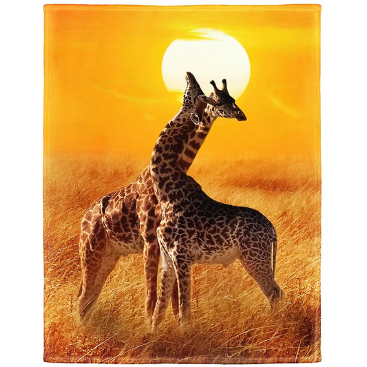 Rstick Giraffes Blanket African Animals Fleece Blanket Soft Fuzzy Plush Throw Blankets for Couch Bed 60"x80"