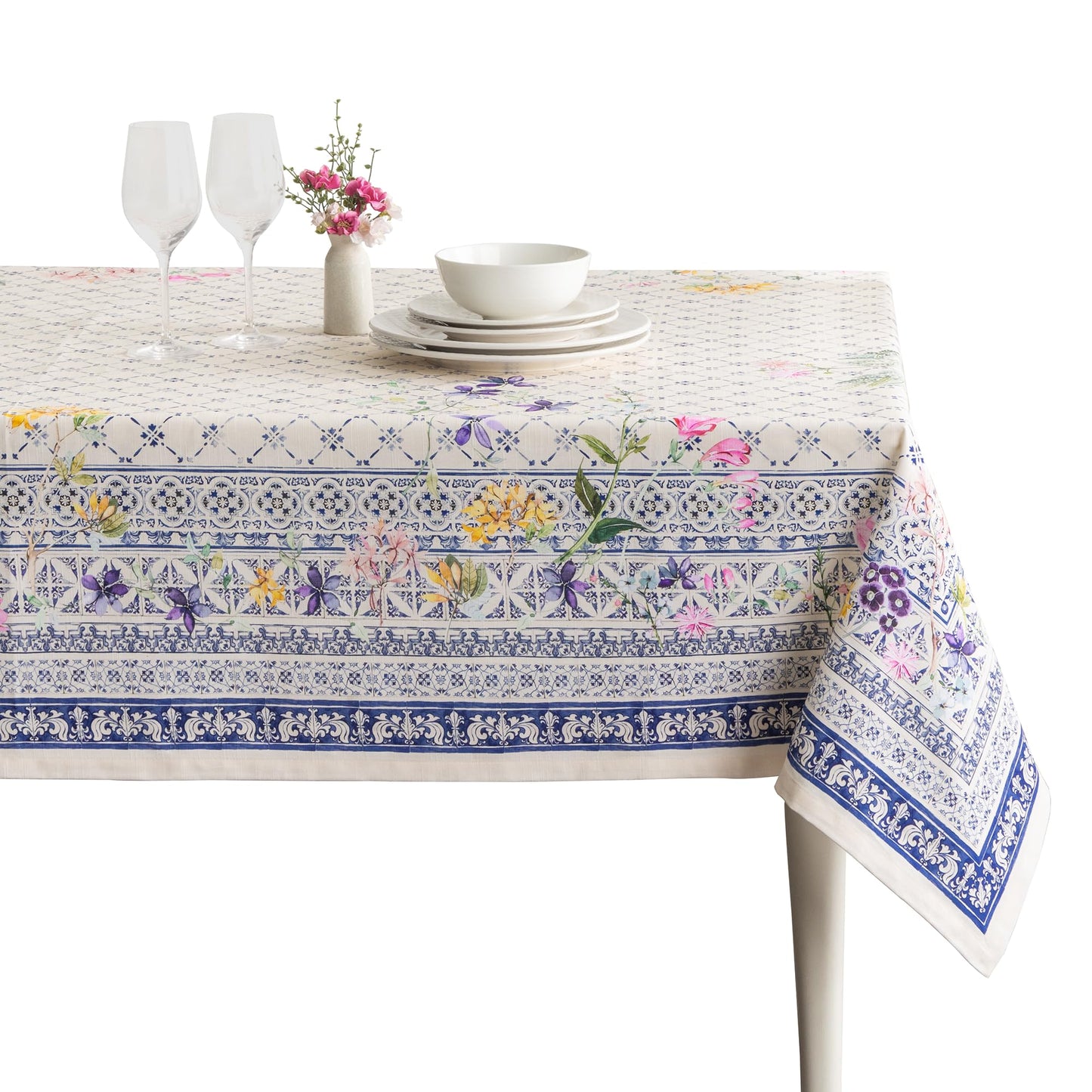 Maison d' Hermine Table Cloth Rectangle Table 100% Cotton 54 x 72 Inches Tablecloth Reusable Decorative for Dining Kitchen Room Farmhouse Party Home Hotel Restaurant Spring Summer - Faience