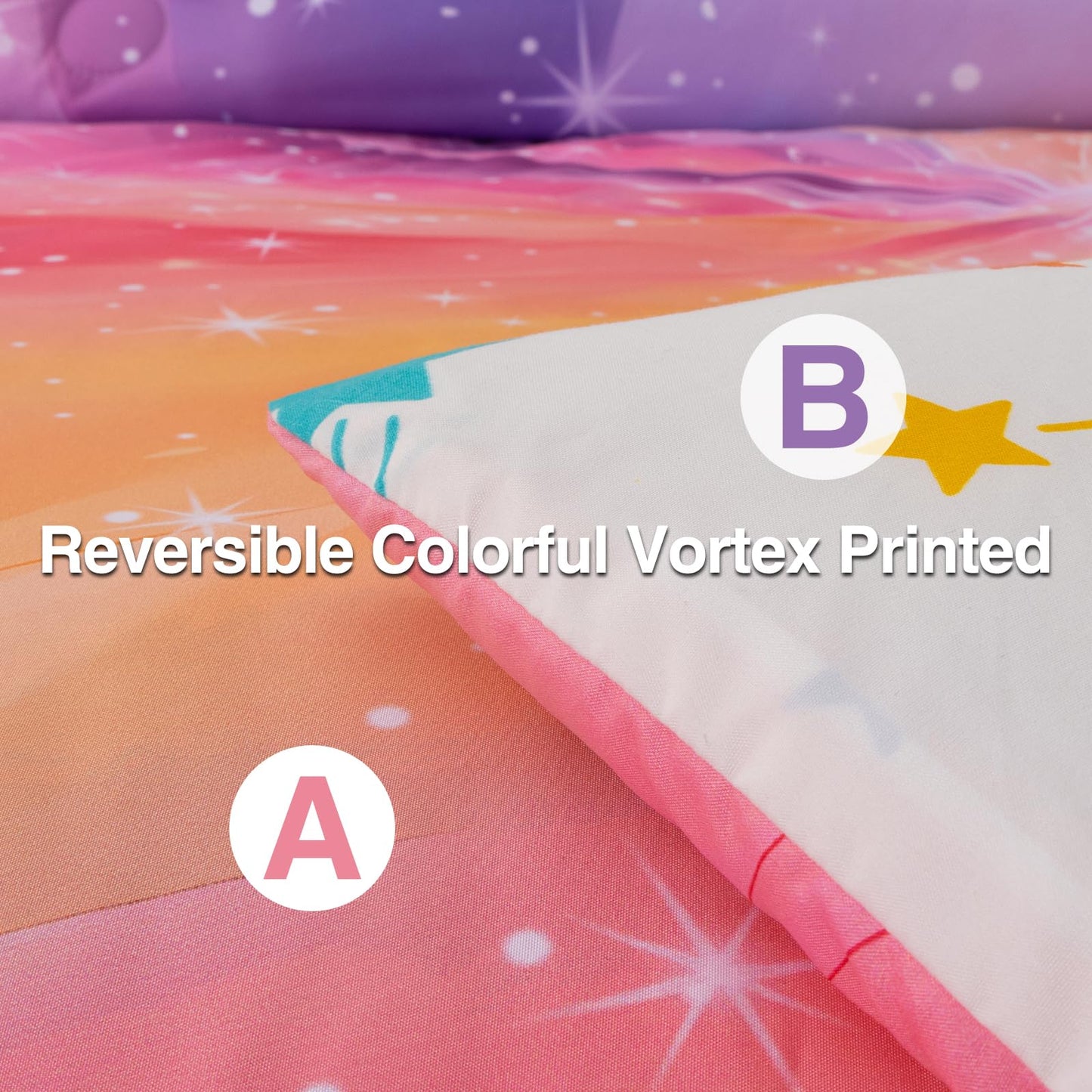 A Nice Night 6Pcs Twin Swirling Galaxy Dreamy Comforter Set, Colorful Rainbow Gradient Glitter Tie Dye Comforters, Ultra Soft Bedding Set (Purple-Pink, Twin 6Pcs)