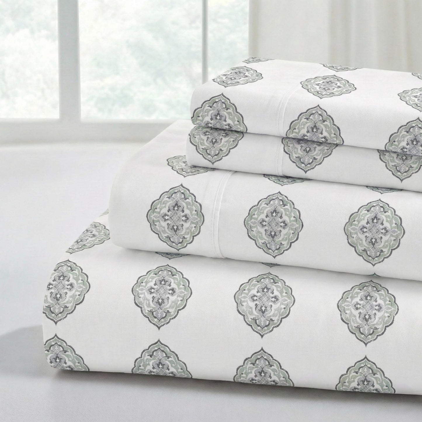Modern Threads Printed 4-Piece Extra Soft Bedding Sheets & Pillowcase Set, Deep Pocket up to 16 inch Mattress Claire Full