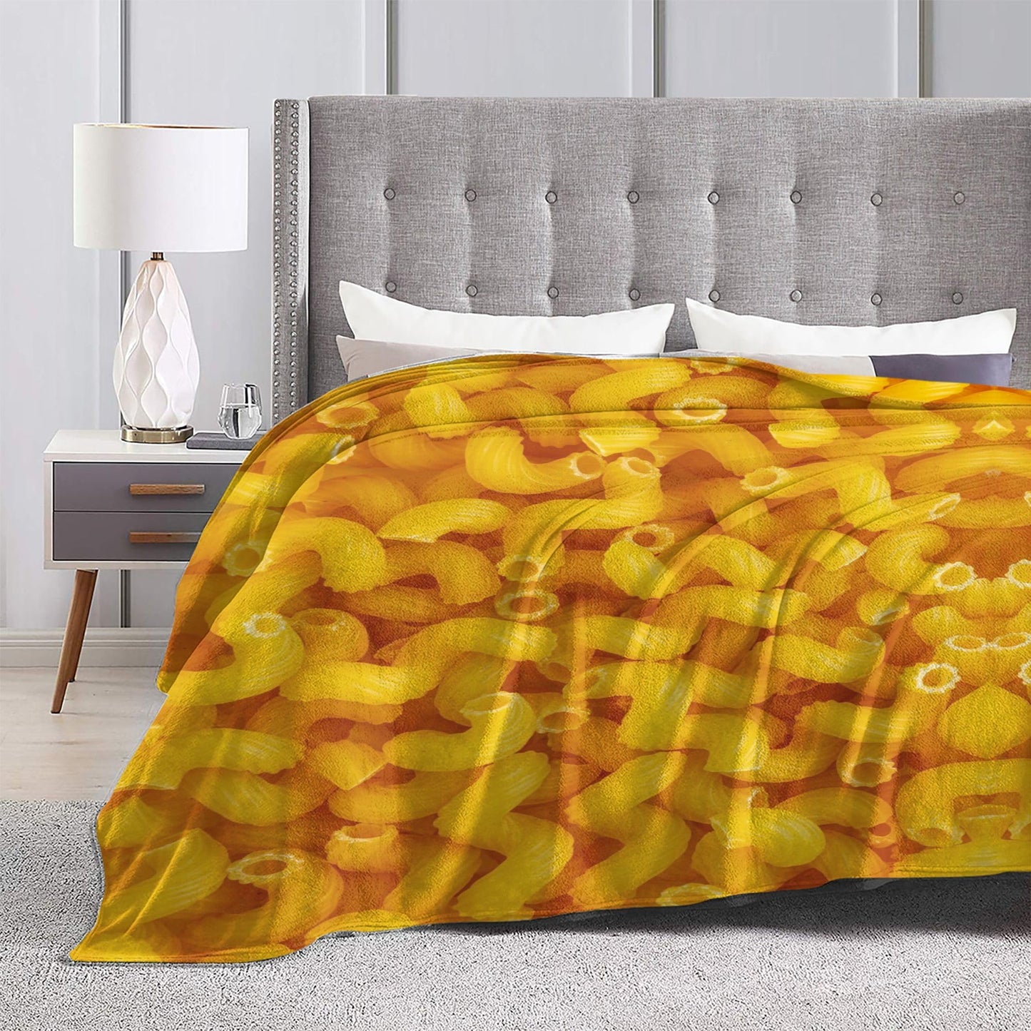 Yellow Italian Pasta Food Blanket Funny Food Soft Throw Flannel Blankets for Bed Couch Bedroom Living Room 60"x50"
