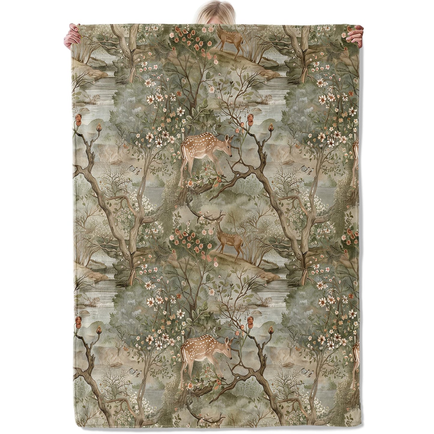 Aonimonis Deer Forest Throw Blanket Gifts for Women, Soft Fuzzy Warm Cozy Flannel Blankets for Bedroom, Travel, Couch, Home Decor 50x60 in