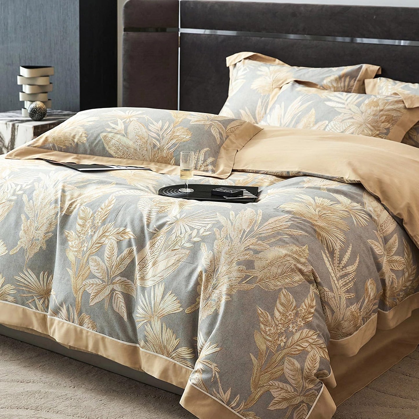 TodaFre 100% Cotton Duvet Cover King Size Set, Luxury Reversible Botanical Floral Patterned, Soft Breathable & Skin-Friendly Bedding for All Season Comfort, 3 Pieces (104"x90")