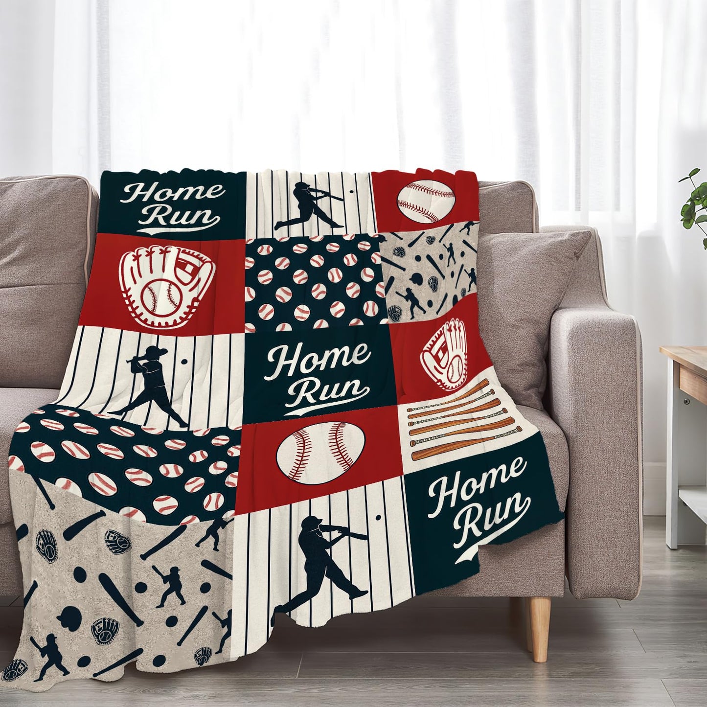 Baseball Blanket Super Soft Warm Fluffy Fleece Flannel Ball Sports Throw Blanket Cozy Fuzzy Plush Stuff Home Run Bedding Blankets Gifts for Teens Boys Kids Women Girls Adults 50"X40"