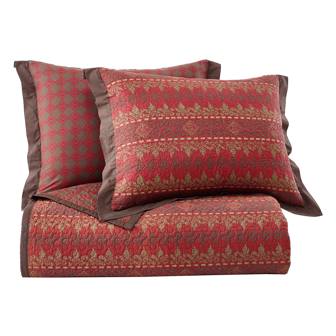 Paseo Road Rushmore 3 Piece Quilt Set with Pillow Shams, Queen Size, Cotton Reversible Luxury Bedding, Southwestern Rustic Style Bed Set, 1 Quilt and 2 Pillowcases