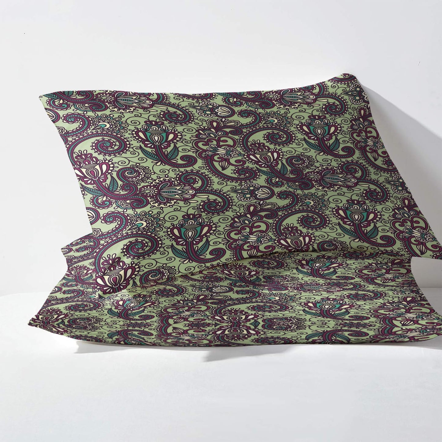 NOGAWA Paisley Sheets Full, Boho Bed Sheets, Bohemian Bedding Sheets, Soft Microfiber Deep Pocket Fitted Sheet & Flat Sheet & 2 Pillowcases