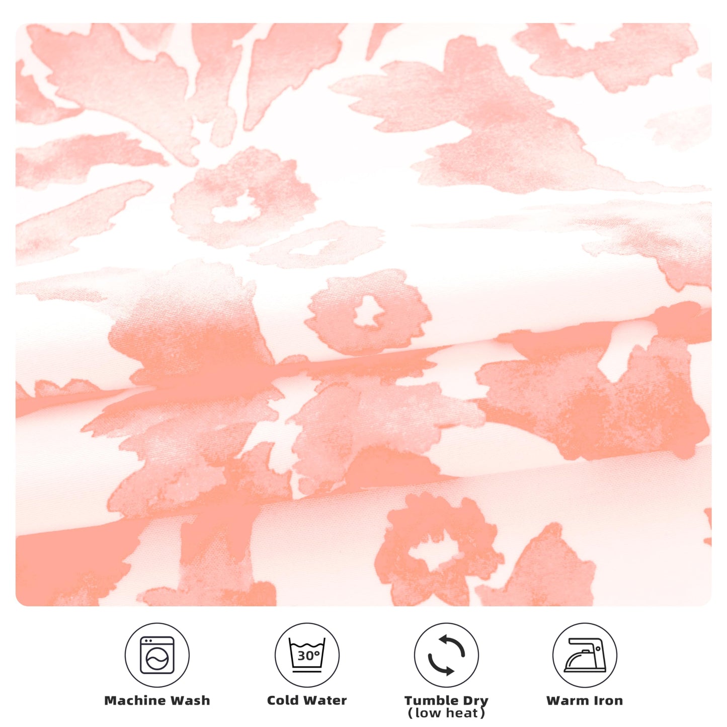 DriftAway Julia Blackout Curtains for Bedroom Blush Floral Watercolor Pattern Double Layer Thermal Insulated Sound Reducing Room Darkening Drapes for Living Room Grommet 2 Panels Each W52 x L84 Blush
