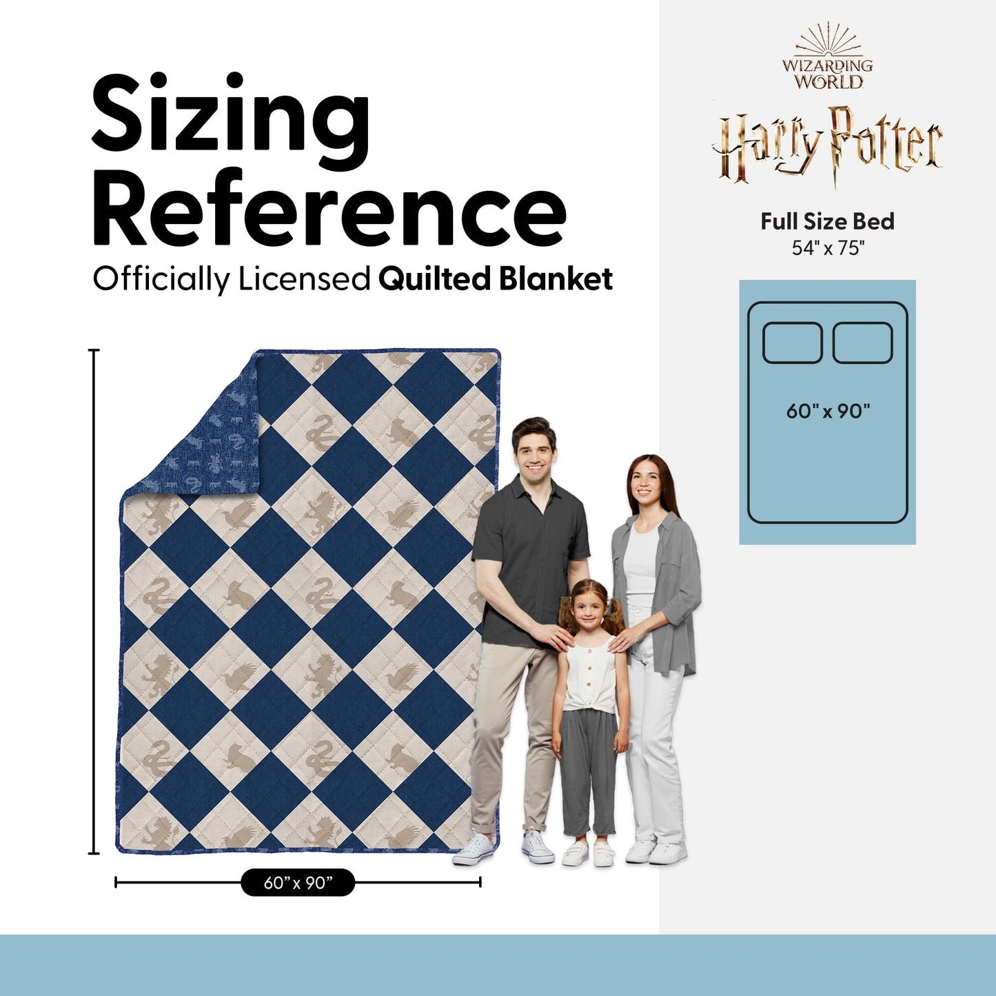Harry Potter Herald Call Twin Quilted Throw Blanket Adults Boys Girls, Soft Lightweight Bedding for Bed, or Couch, 60 x 90 inches