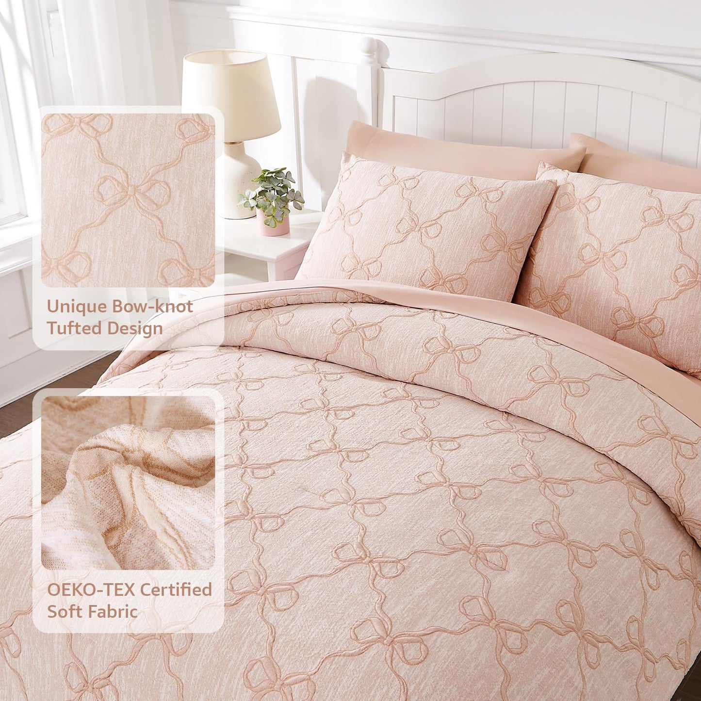 Wink Deer Twin Comforter Set with Sheets for Girls-5 Pieces Twin Bedding Sets with Orange Pink Comforter, Sheets, Pillowcase & Sham for Kids (Orange Pink Diamond, 66" X 86")