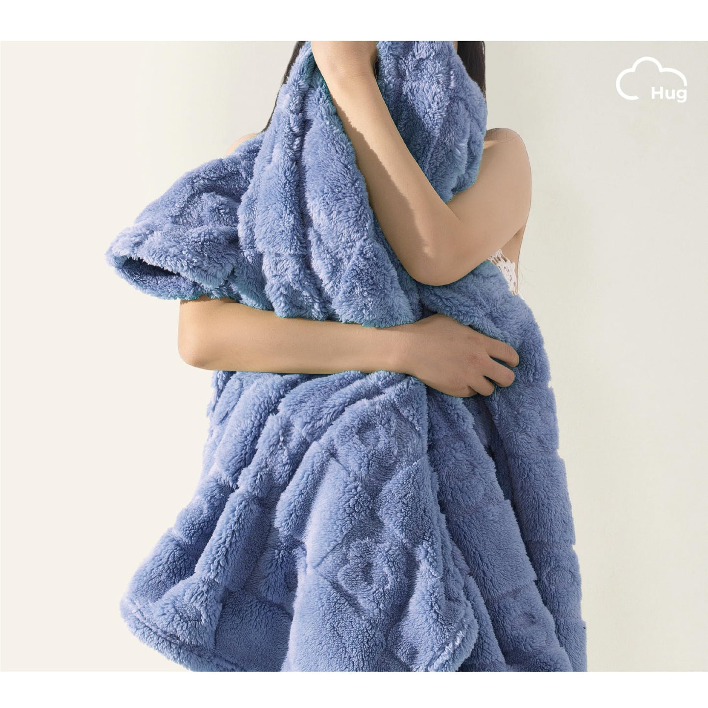 CLOUDS HUG Blue Throw Blanket for Couch - Soft Blankets for Women, Cute Small Farmhouse Fleece Blanket for Girls Gift, 50x60 Inches,3D Textured Flower