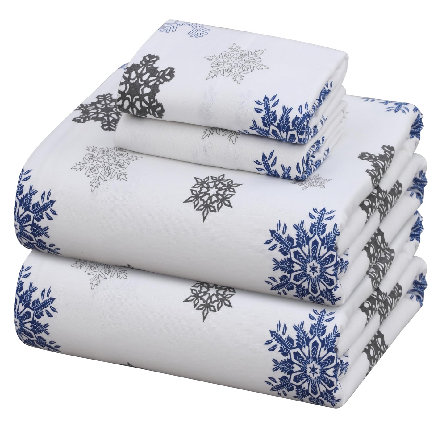 ZOYER Flannel Sheets Full Size - 100% Cotton Double Brushed Bed Sheets Set, Deep Pockets 16 Inches, All Seasons Breathable & Extra Soft Full Sheets, Warm & Cozy, 4 Piece, White Snow