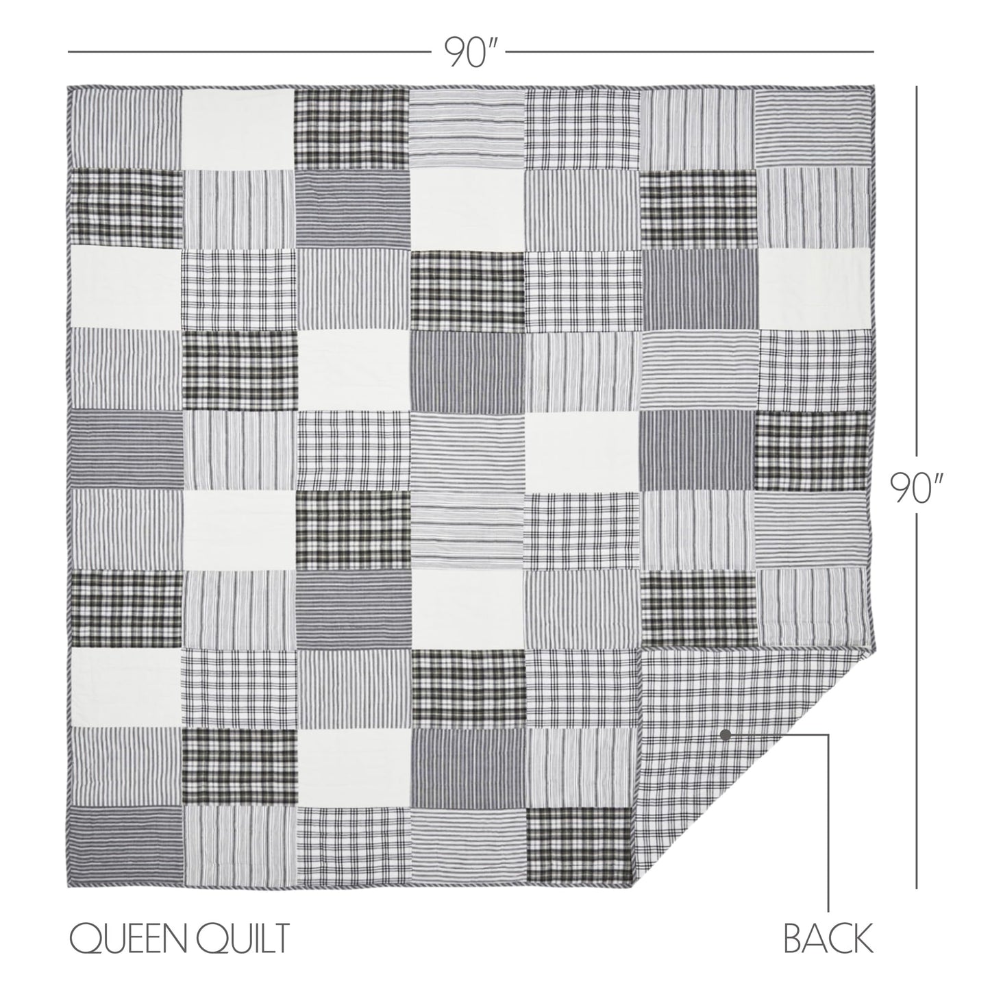 VHC Brands Sawyer Mill Black 5 Piece Queen Quilt Set (1 Queen Quilt, 2 Standard Shams, 2 Standard Pillowcase)