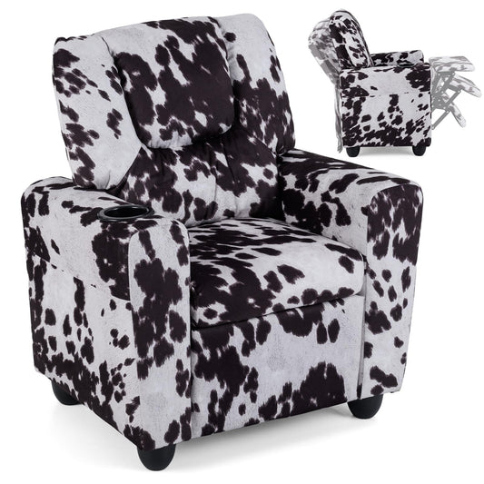 Costzon Kids Recliner Chair with Cup Holder, Toddler Adjustable Lounge Chair w/Footrest for Boys Girls Room, Ergonomic Baby Child Furniture Sofa for Age 3+ Gifts, Kids Mini Recliner up to 150 lbs