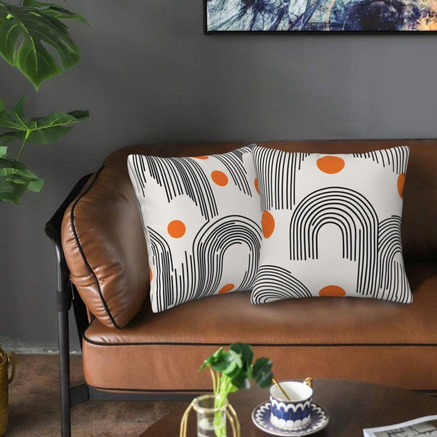 Mshutbna Mid Century Modern Throw Pillow Covers 18x18 inch Set of 2 Pillow Case Cushion Cover for Home Sofa Couch Living Room Car Decor
