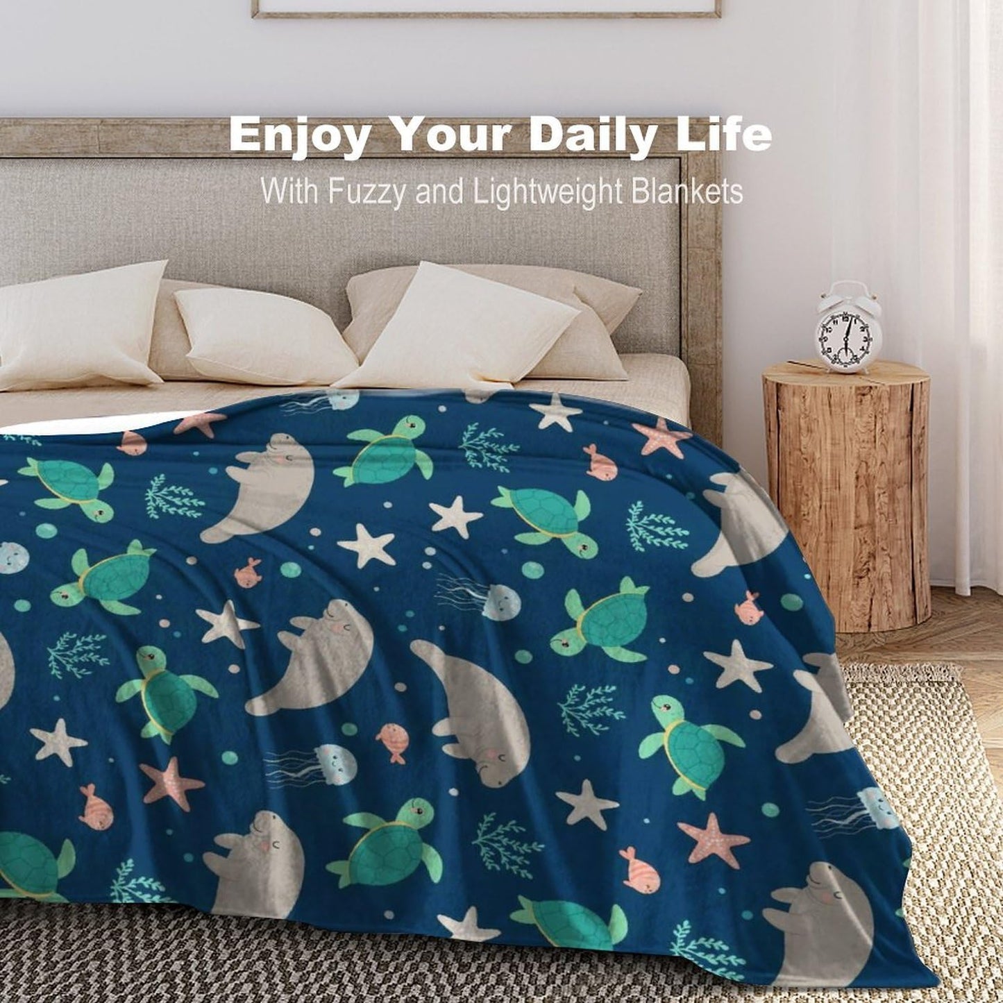 Fashion Home Decor Soft Throw Blanket, Cozy Warm Blanket for Bed, Sofa and Couch Compatible with Manatees