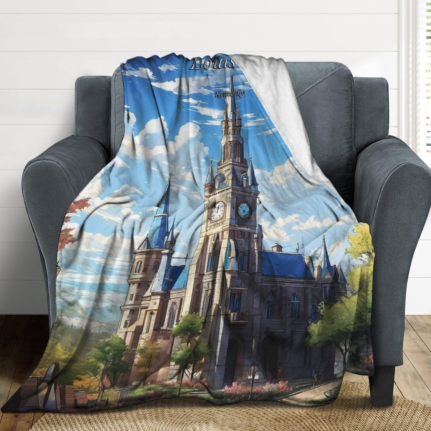 Louisville Kentucky City Skyline Landscape Abstract Blanket Soft Flannel Lightweight Blanket Outdoor Travel Carry Living Room Bedroom Sofa Decoration Gifts 50x60 Inch