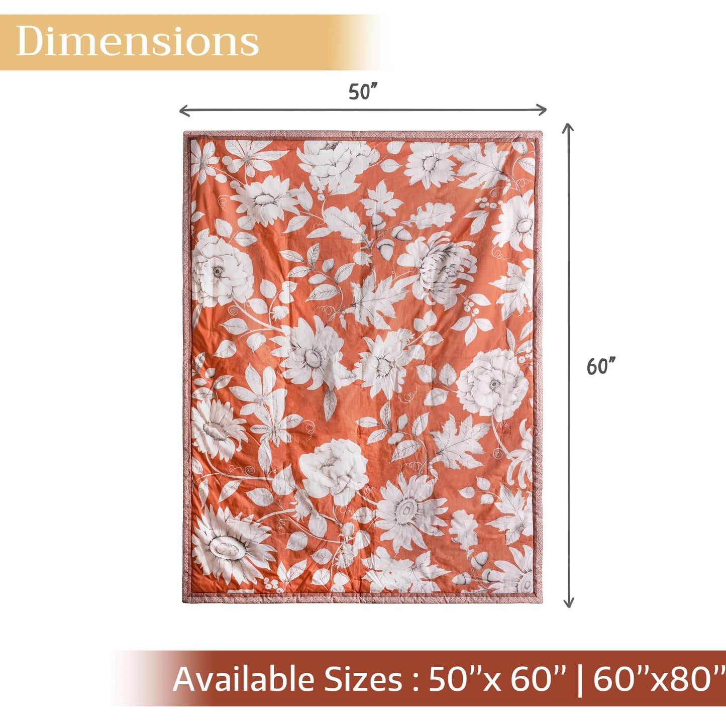Maison d' Hermine Throw Blanket for Couch Lightweight Soft Warm Breathable Cotton Throw Blankets for Bed Girls Boys Women Men Gifts Room Spring Summer (Pretty Autumn - Langoustino, 60" X 80")