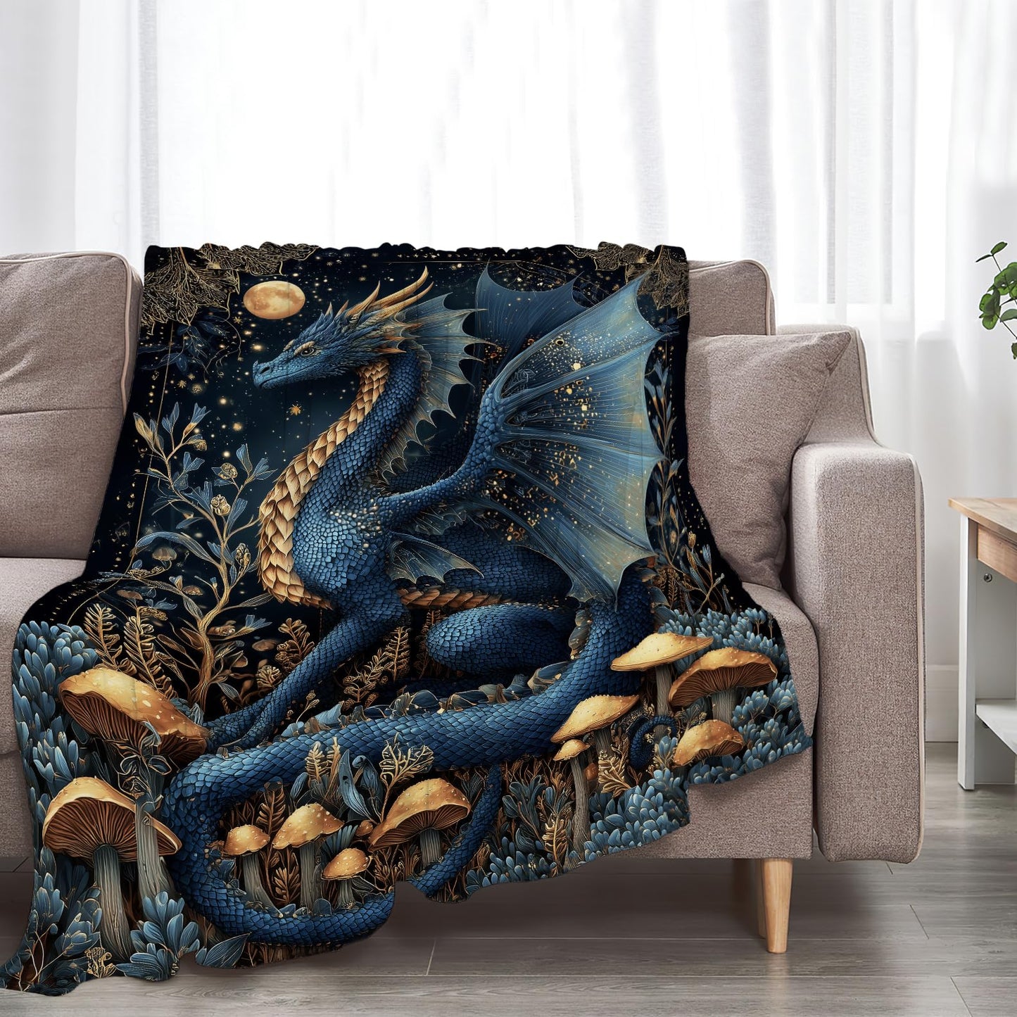 Dragon Blanket Super Soft Warm Fluffy Fleece Flannel Fantasy Animal Throw Blanket Cozy Fuzzy Plush Stuff Bedding Blankets Gifts for Women Kids Boys Girls Adults 50"X40"