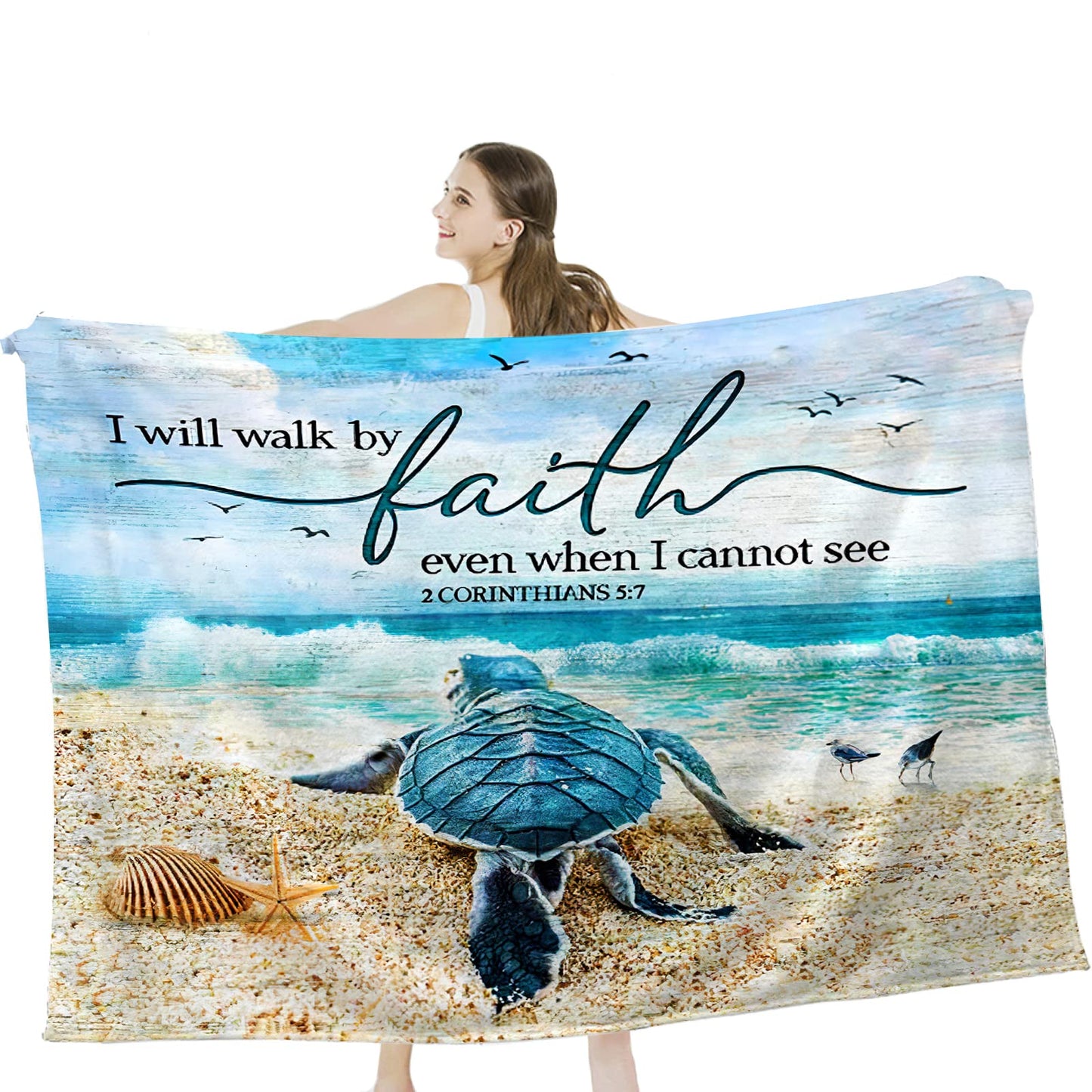 Jinflower Sea Turtle Throw Blanket Turtle Blanket for Kids Adults Super Warm Soft Cozy Plush Fleece Flannel Blanket for Sofa Couch Bed Birthday Gifts Sea Turtle Print Blanket 40"x50"