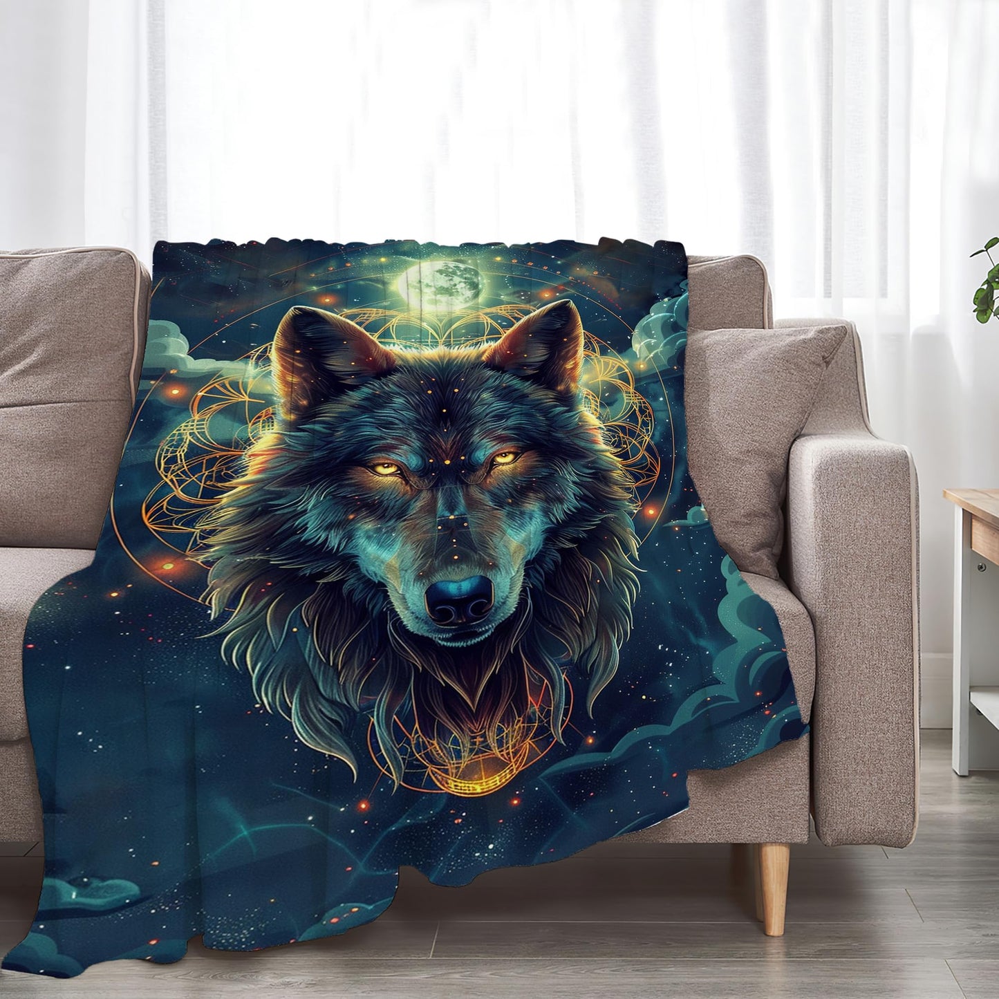 Wolf Blanket Fantasy Wolf Throw Blanket Wolf Gifts and Decor Wolf Blanket for Girls Boys Women Men Kids Adults Soft Warm Cozy Fleece Blanket for Couch Sofa Bed 50"x40"