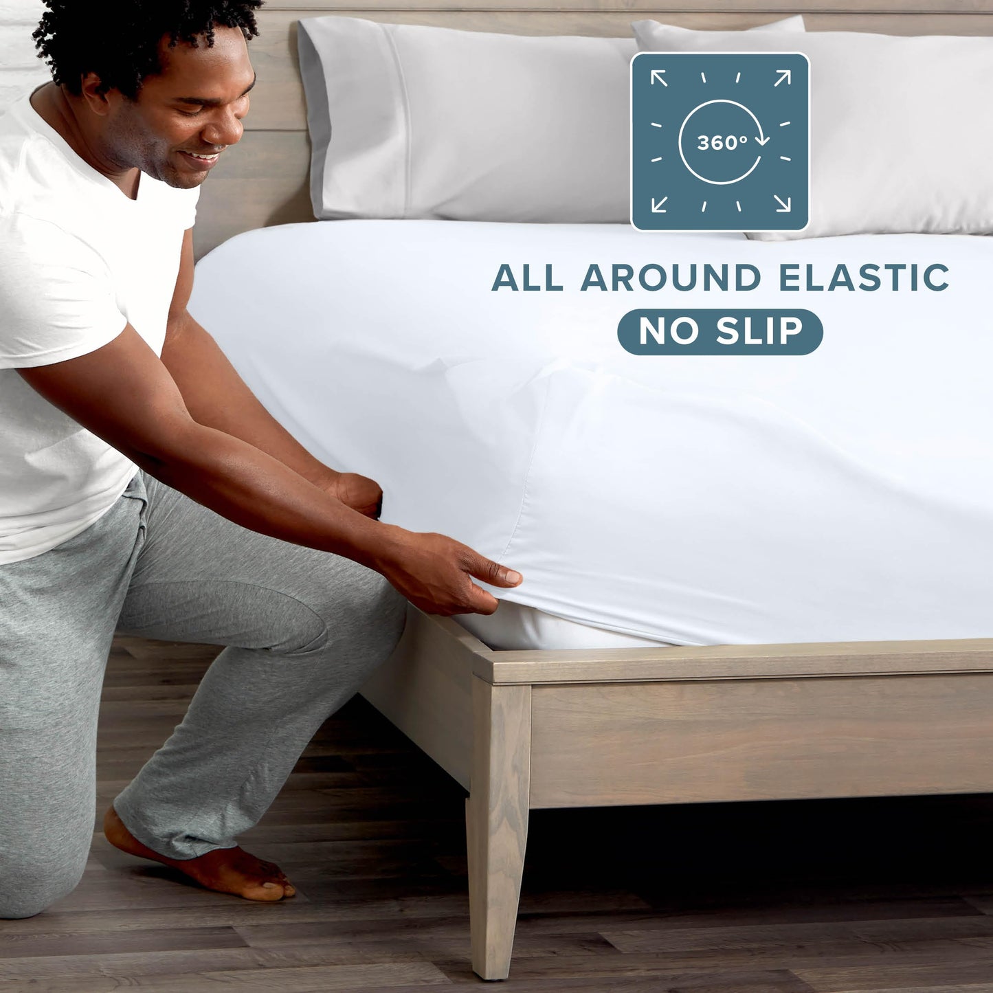 Bare Home Fitted Bottom Sheet Queen Size - Premium 1800 Ultra-Soft - Hotel Luxury - Deep Pocket - Durable and Long Lasting - Fitted Sheet (Queen, White)