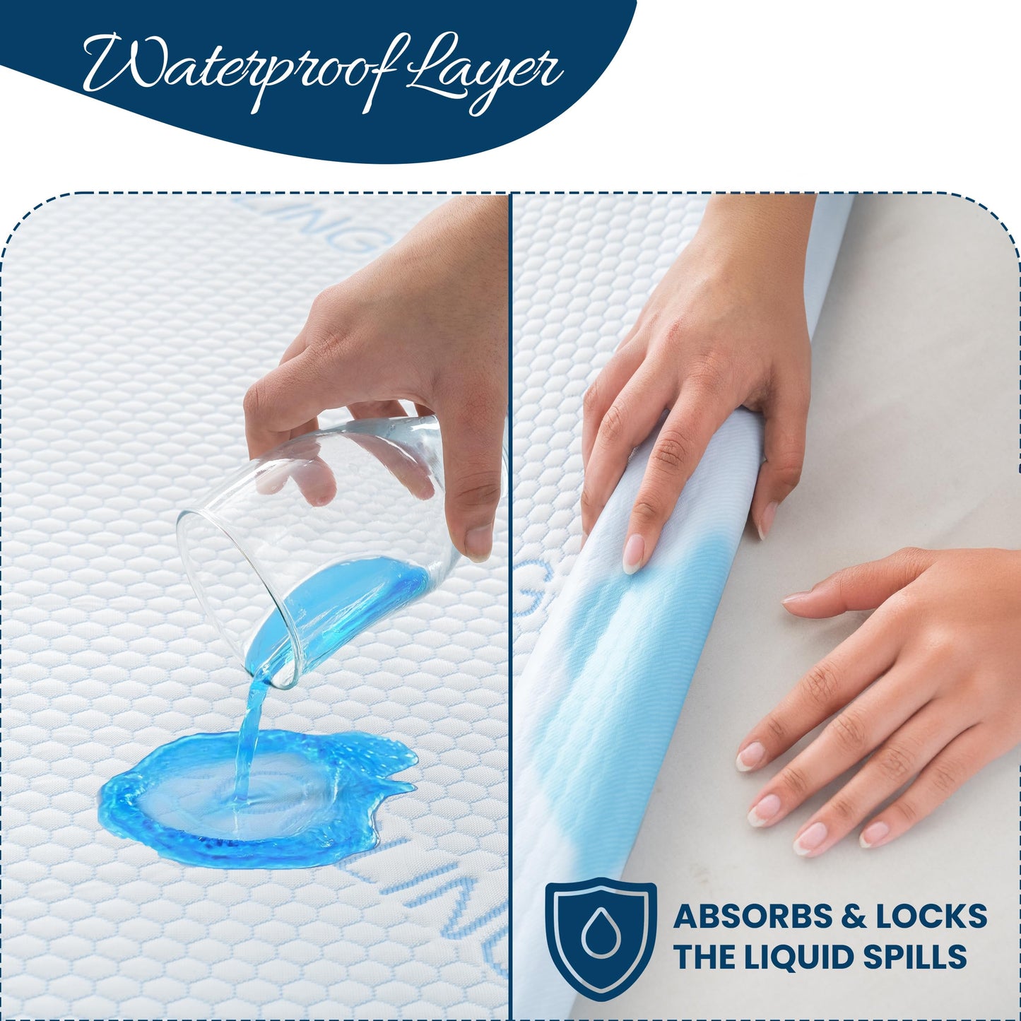LUX Décor Waterproof Cooling Mattress Protector - Lightweight & Breathable 40% Nylon and 60% Polyester - Twin Cooling Mattress with 16” Deep Pocket - 39" x 75"