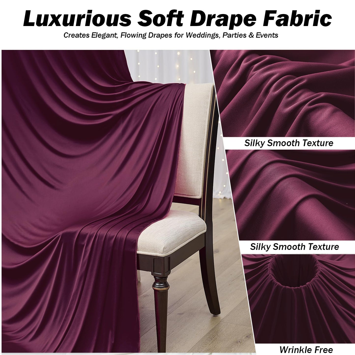 10ft×12ft Burgundy Backdrop Curtains for Wedding Parties, 2 Panels Wrinkle Free Polyester Photo Backdrop Drapes Back Drop Cloth for Birthday Photography Background
