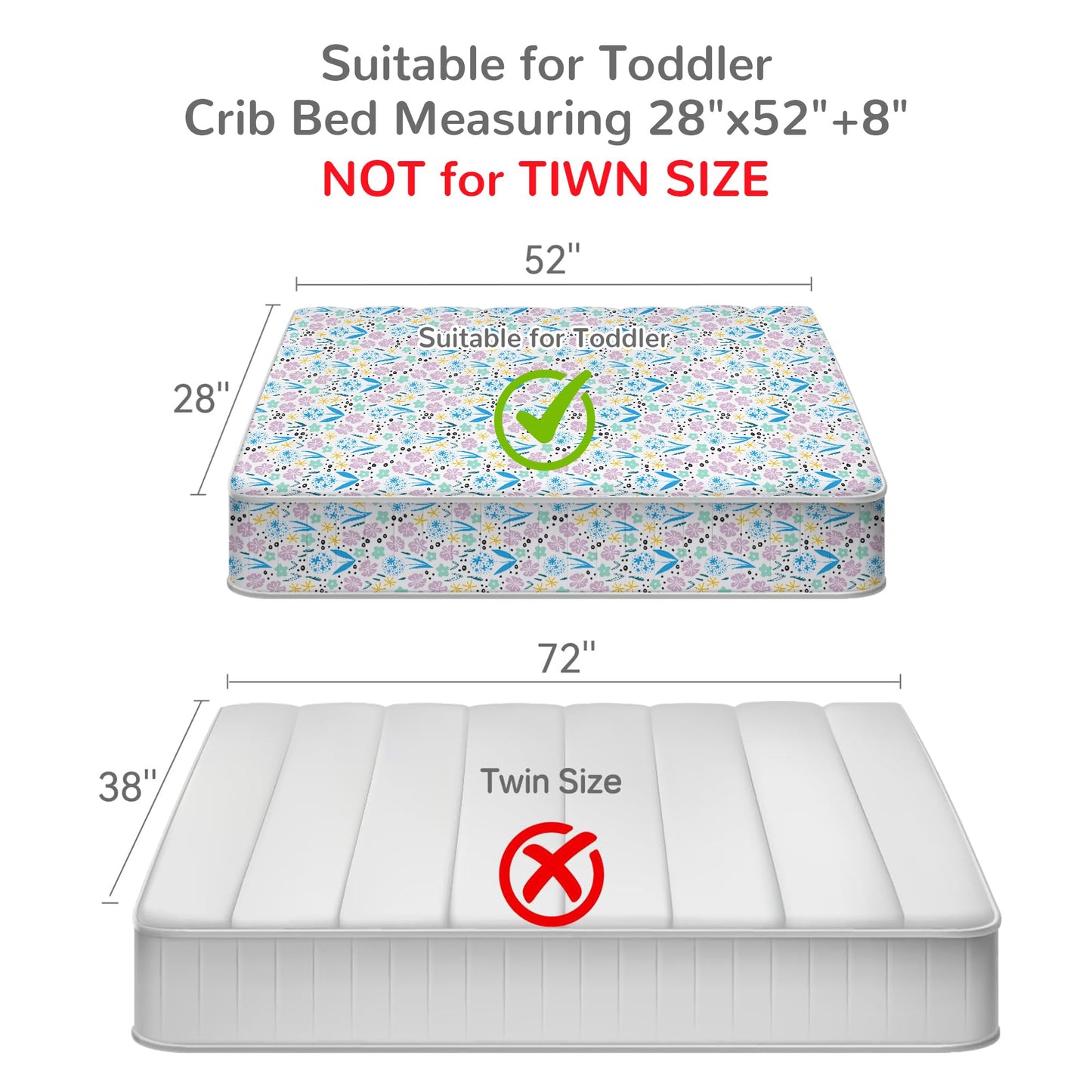 Mooreeke 4 Pieces Toddler Bedding Set - Purple Floral Toddler Comforter Sets for Girls, Includes Comforter, Flat Sheet, Fitted Sheet and Pillowcase, Bed in A Bag for Baby Bedroom