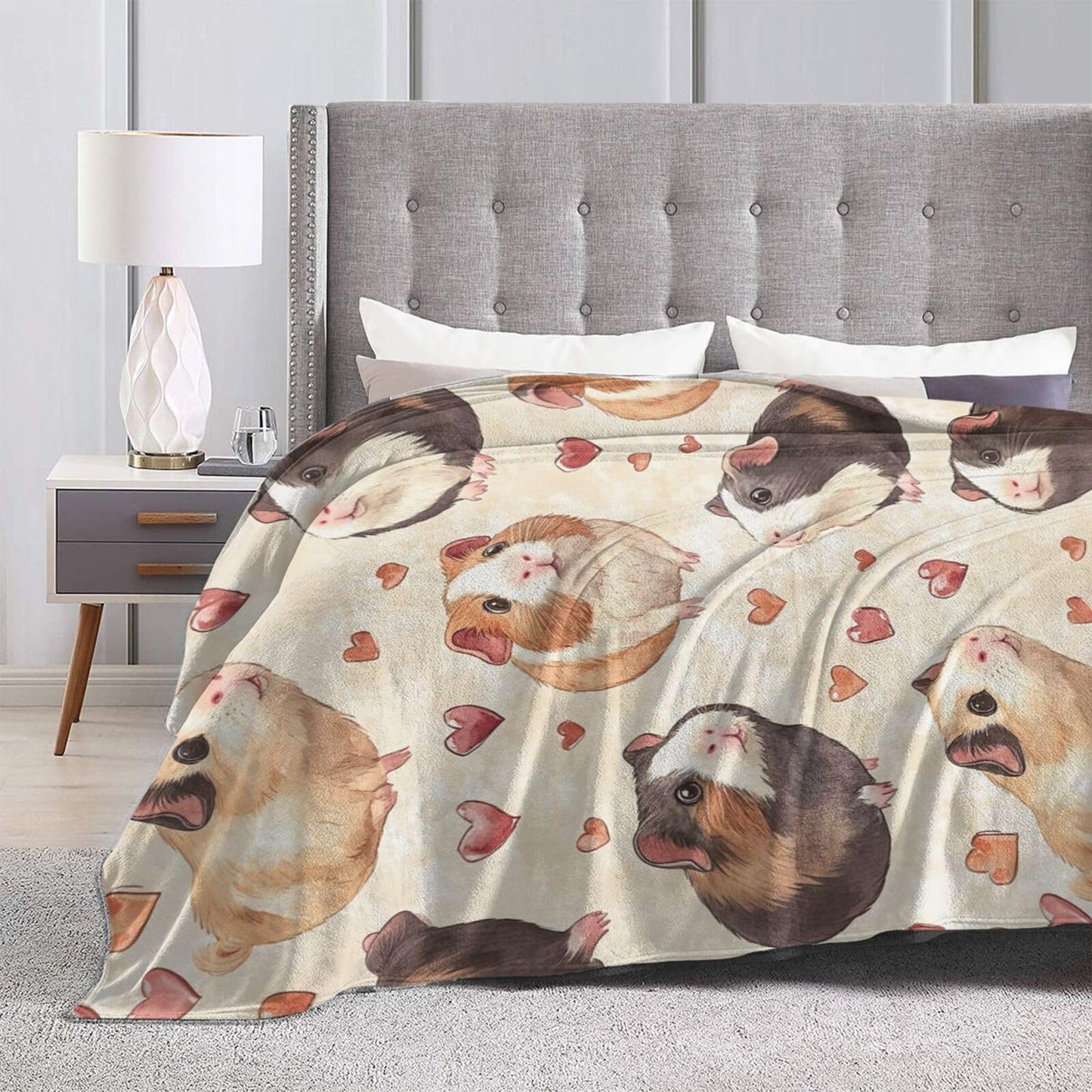 Cute Guinea Pig Throw Blanket Guinea Pig Pets Flannel Blankets Fuzzy Plush Super Soft Cozy Warm Decor Gifts for Boys Girls Kids Adults Men Women 40" x 50"