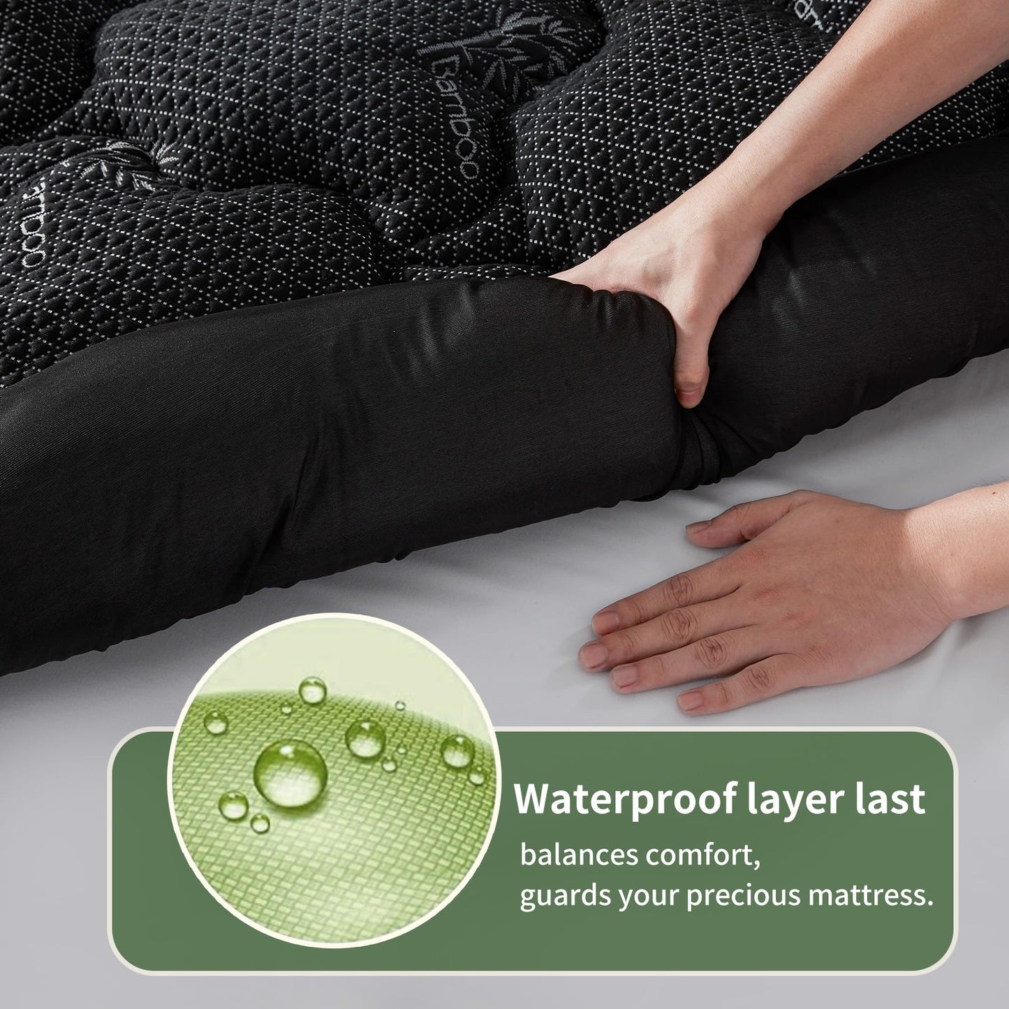 Premium 100% Waterproof Full Mattress Topper, Breathable Mattress Pad, Rayon from Bambo Bed Protector, Deep Pocket Sheet Cover 8"-21"
