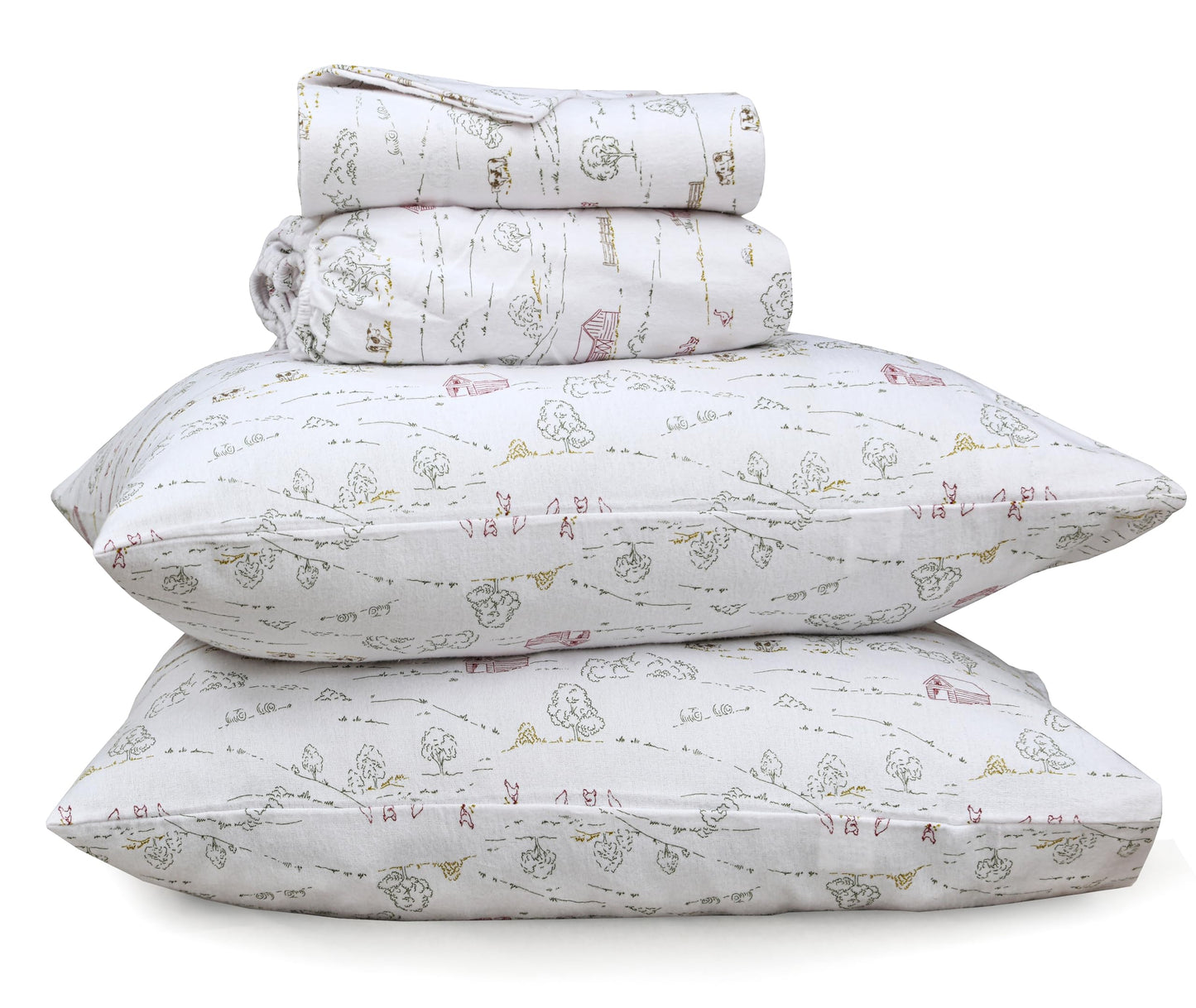 RUVANTI Flannel Sheets Queen Size - 100% Cotton Double Brushed Bed Sheets, Deep Pockets 16 Inches Queen Sheet Set, All Seasons Breathable & Extra Soft - Warm & Cozy, 4 Piece, Rustic Homestead