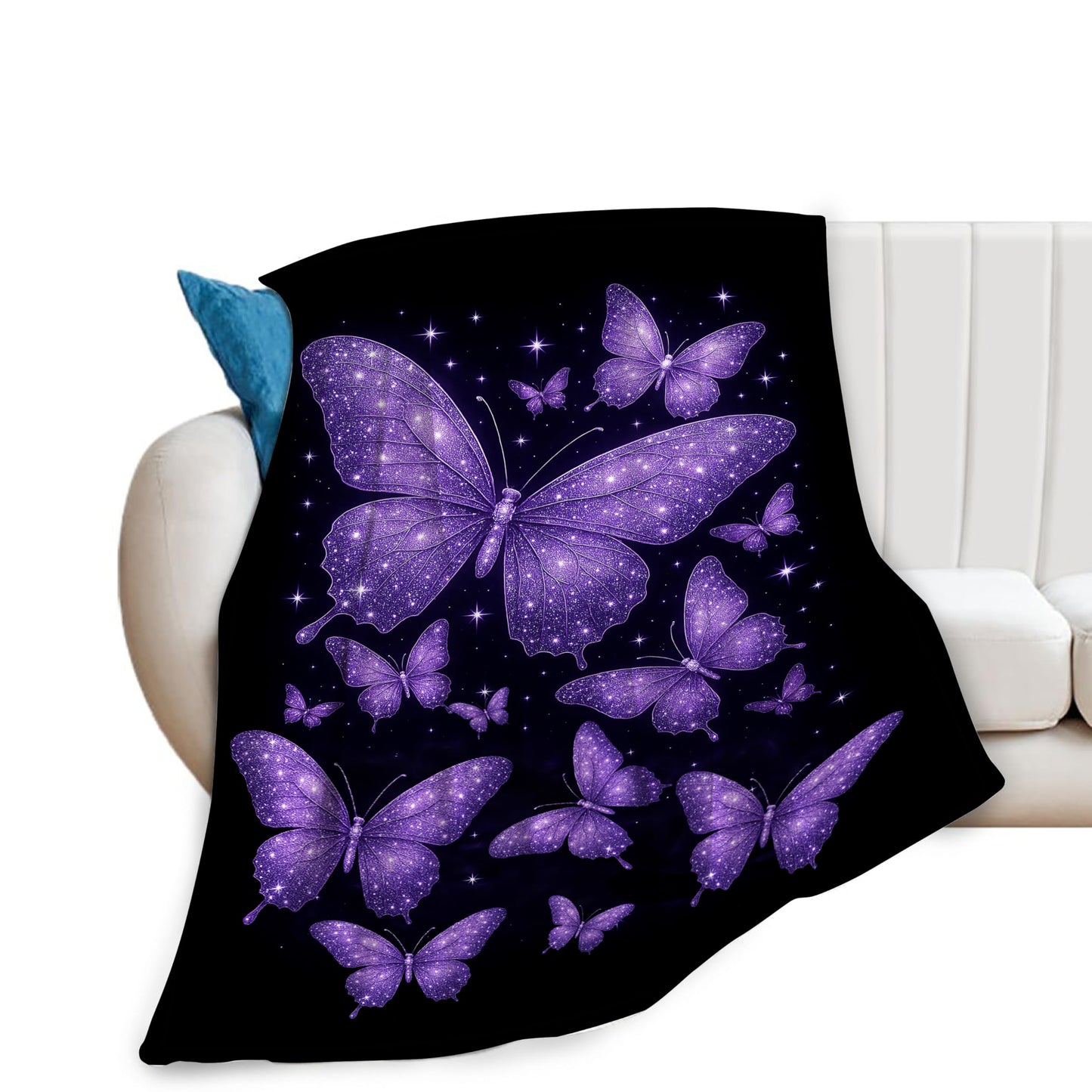 Butterfly Blanket for Women Beautiful Purple Butterflies Fleece Blanket Soft Cozy Fuzzy Plush Warm Stuff Animal Bedding Blankets Gifts for Girls Boys Kids Adult Men 40"X50"