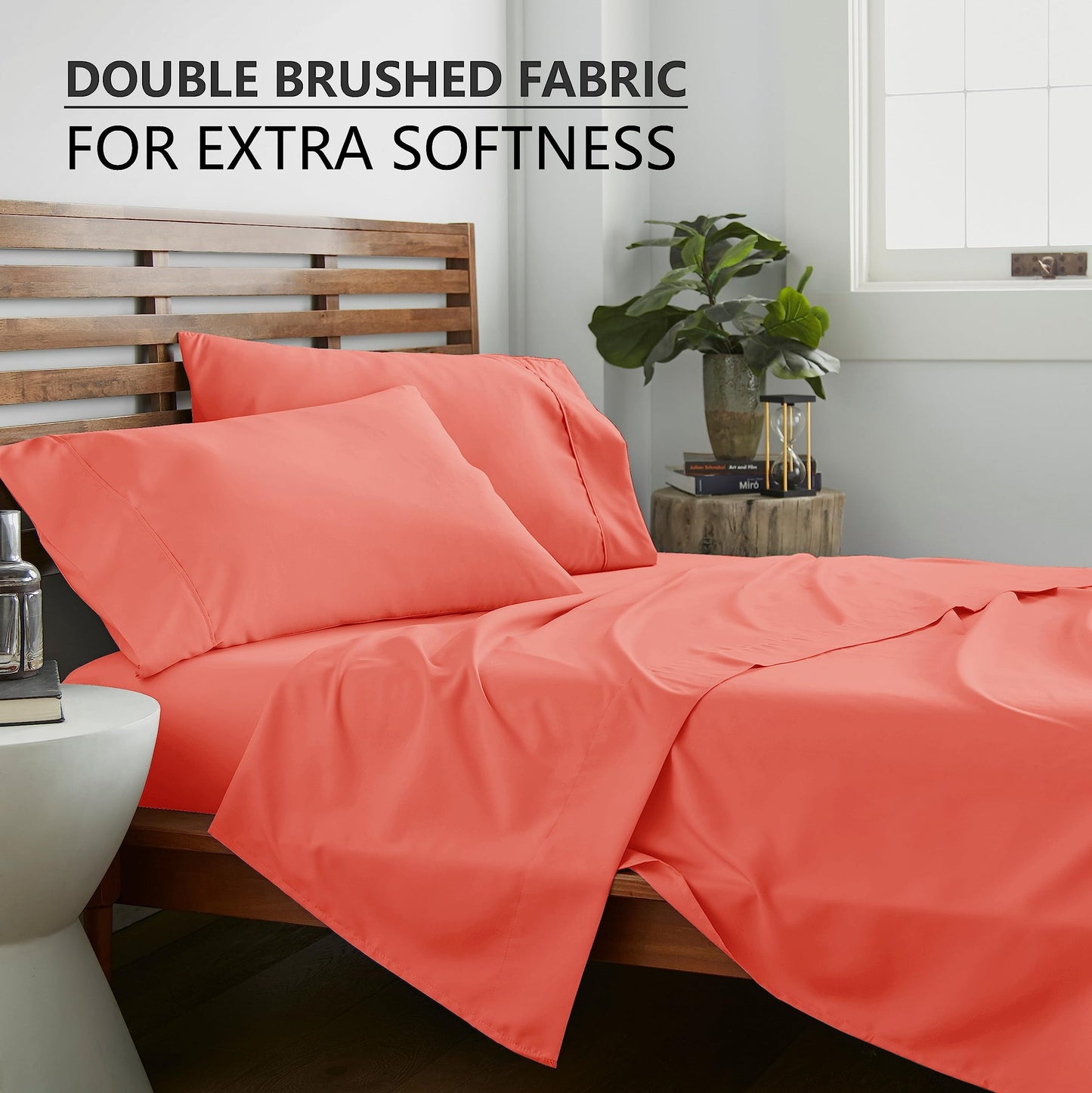 American Home Collection Full Size Sheet Set - Ultra-Soft Microfiber 15-Inch Deep Pocket - Wrinkle Free and Fade Resistant (Peach)