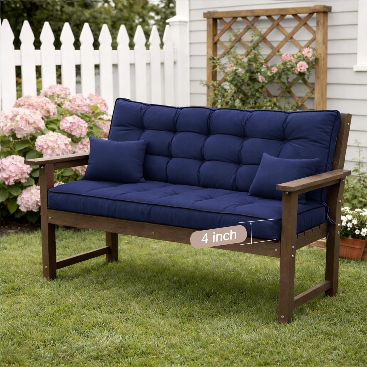 Kerkrot Porch Swing Cushions, Waterproof & Fade Resistant Outdoor Swing Cushion 55 Inch, Swing Cushions 3 Seater Replacement for Outdoor Furniture, Patio, Garden (Navy, 55 x 40 inch)
