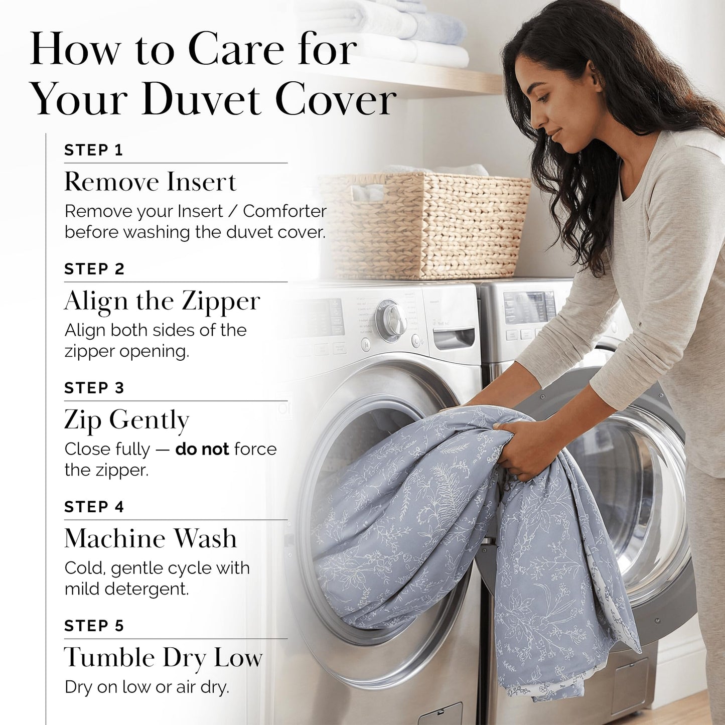 SouthShore FINE LINENS Winter Brush Collection - Premium Quality, Soft, Wrinkle, Fade, & Stain Resistant, Easy Care, Oversized Duvet Cover Set, King / California King, Dusty Blue