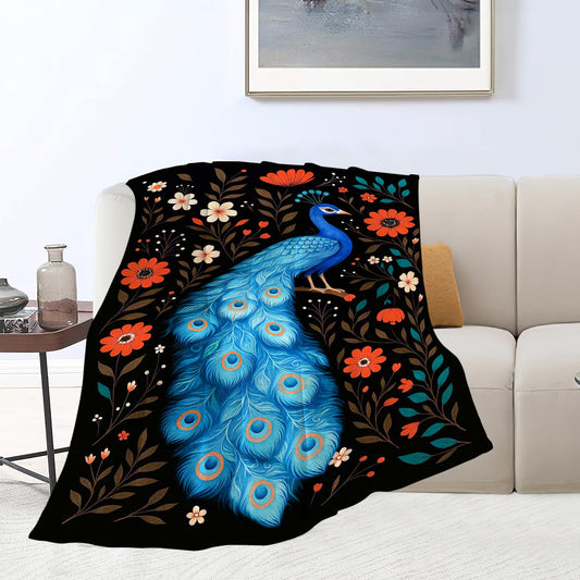Peacock Blanket Cute Peacock Throw Blanket Soft Warm Cozy Fleece Fuzzy Plush Flannel Blankets Gifts for Girls Women Boys Kids Adults 40"X50"