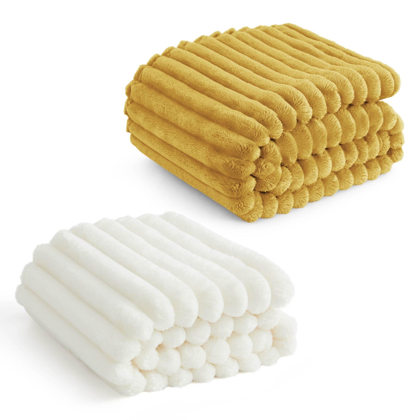 Bedsure Honey Fleece Blanket for Couch&White Throw Blanket for Couch,50x60 Inches